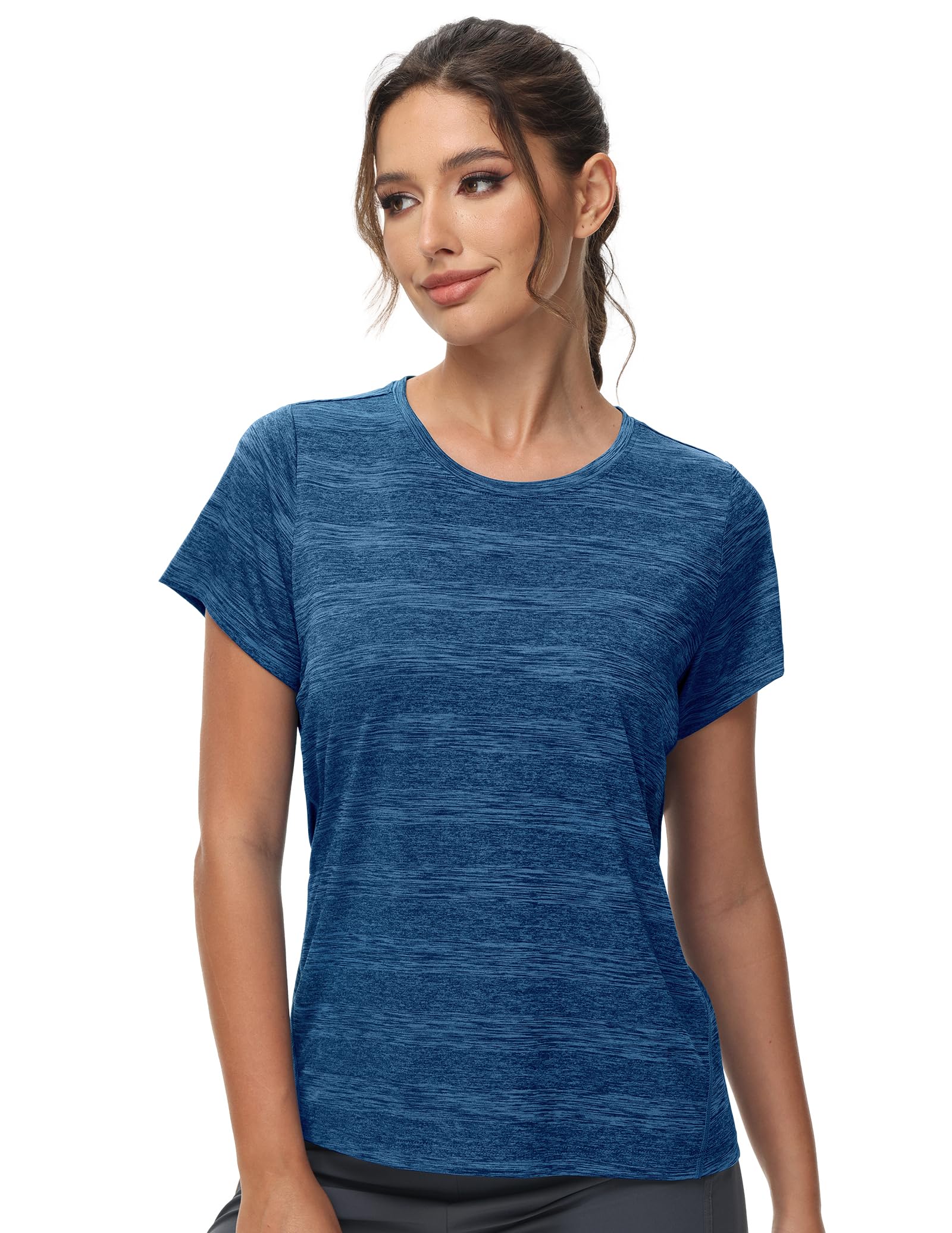 MIER Women's Performance Running Shirt, Moisture Wicking and Chafe Free Women Active Shirt