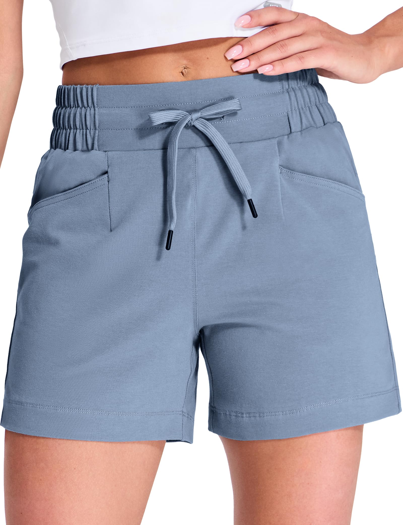 Women's Athletic Running Cotton Shorts 4" High Waisted