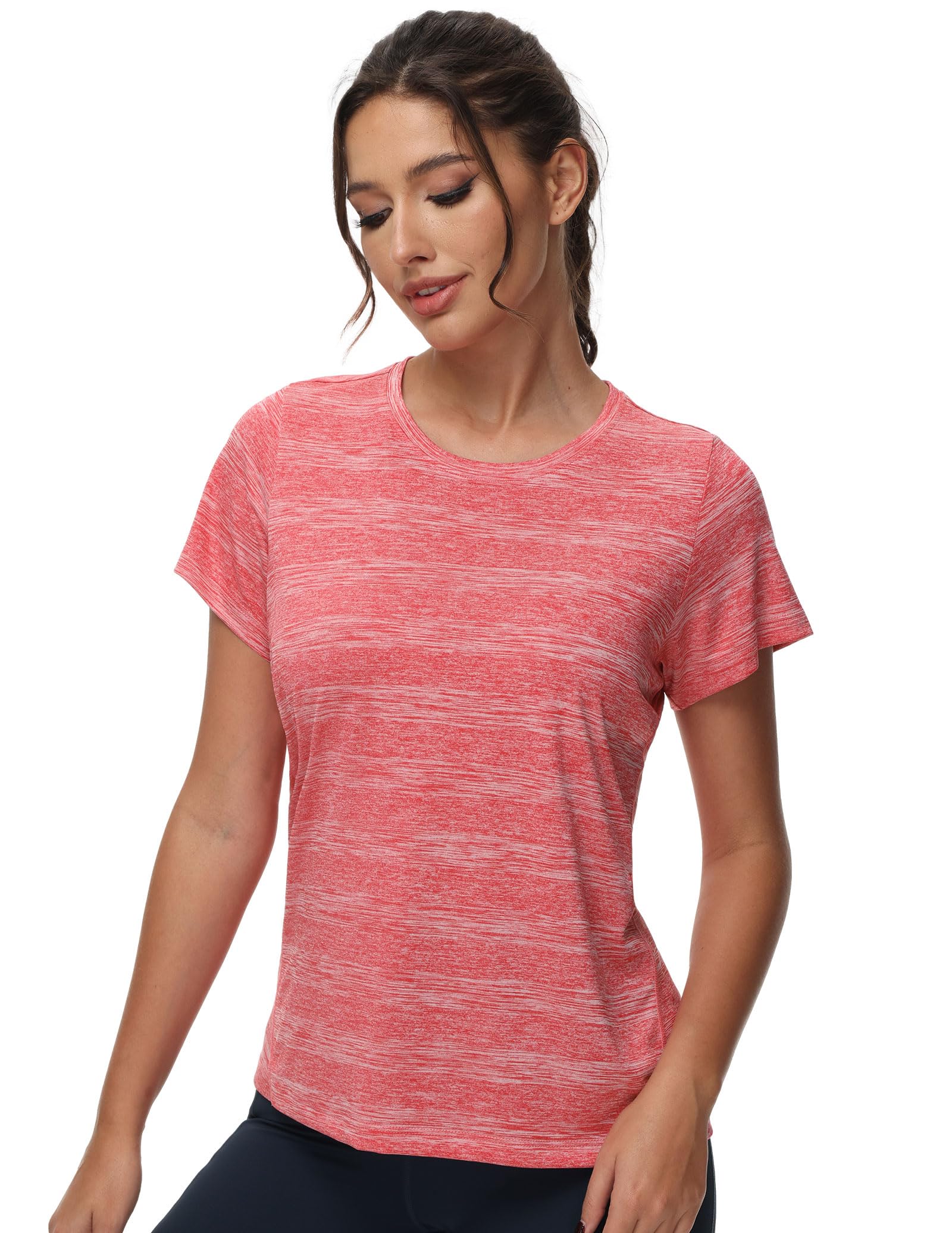 MIER Women's Performance Running Shirt, Moisture Wicking and Chafe Free Women Active Shirt