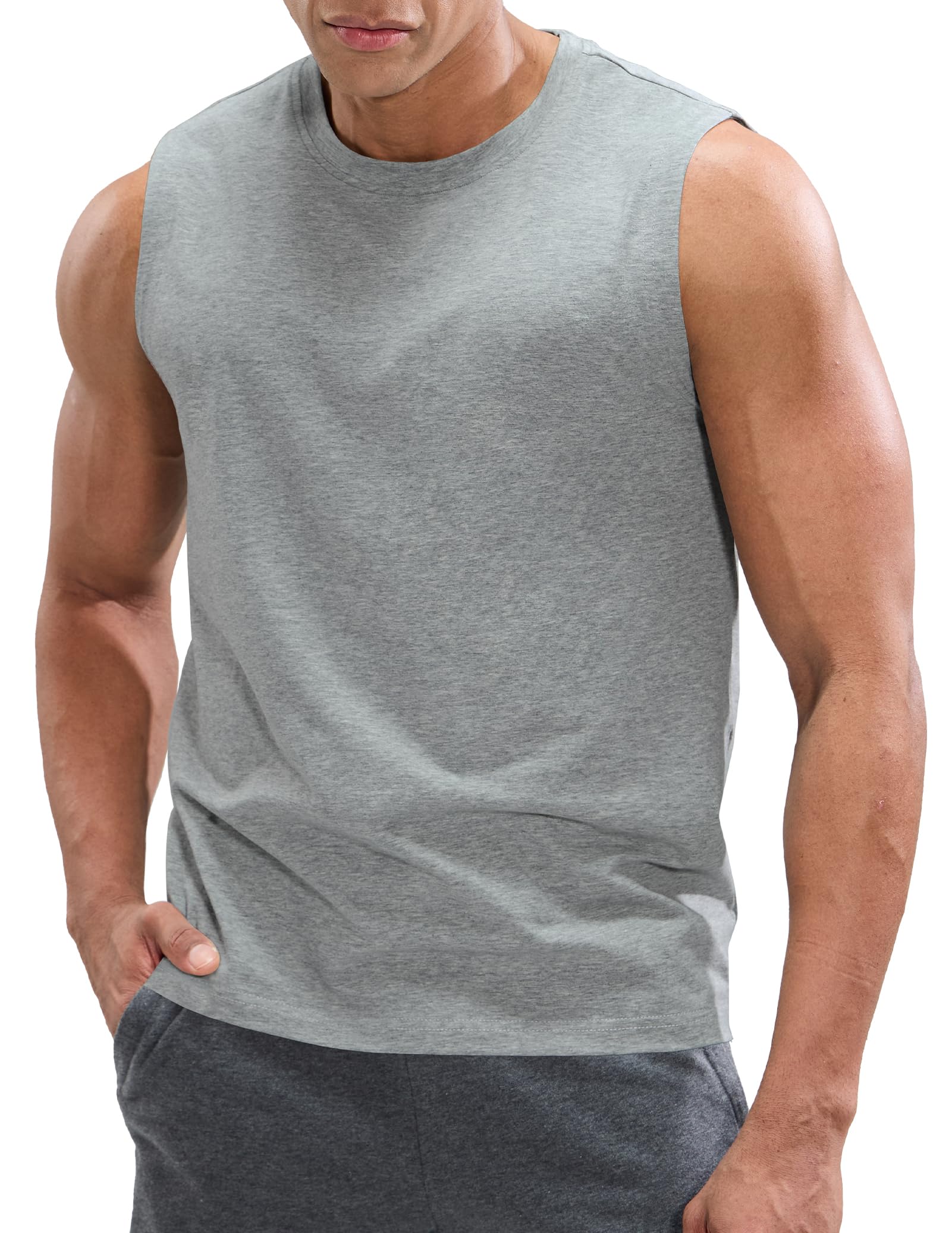 MIER Cotton Blend Running Tank for Men Stretchable and Moisture Wicking Men's Tank Top