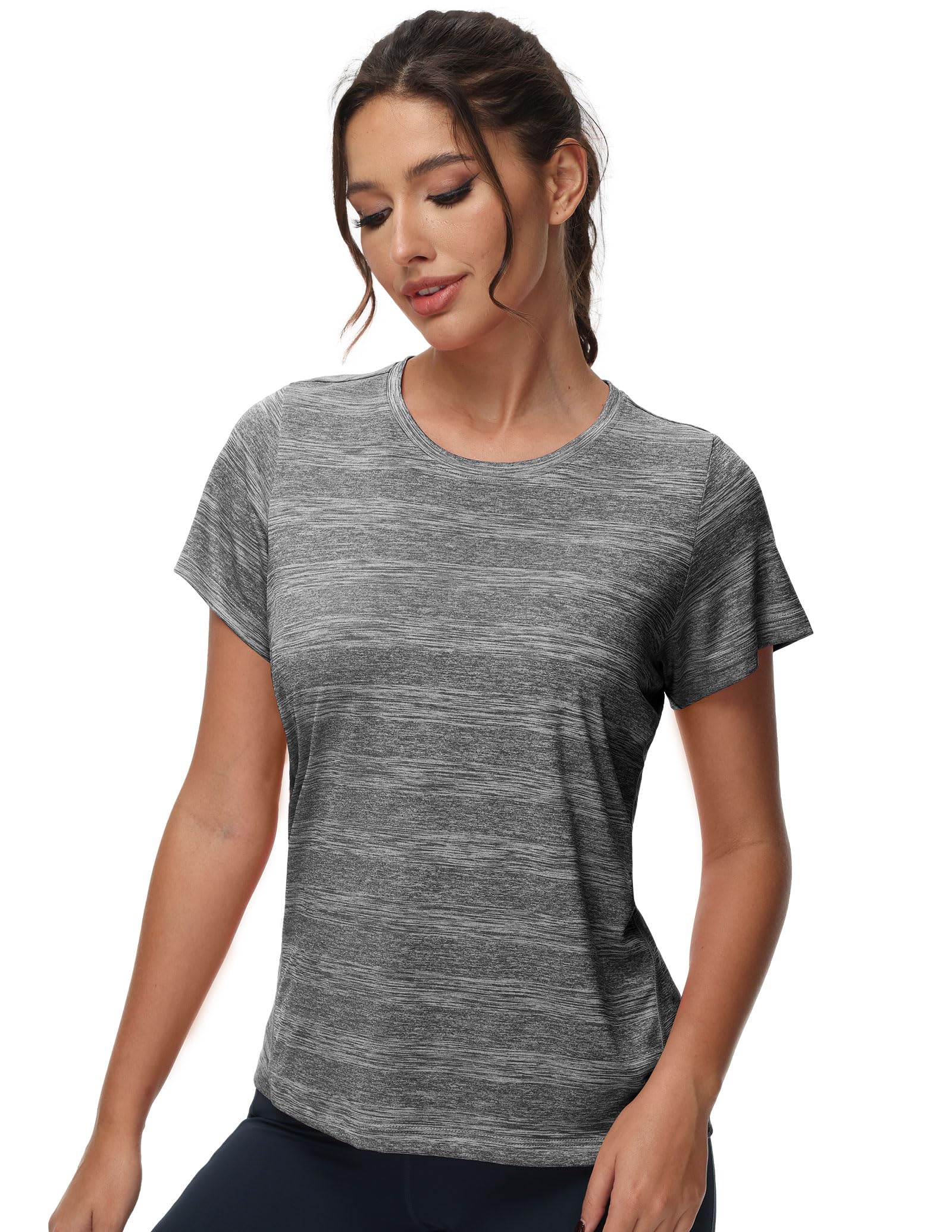 MIER Women's Performance Running Shirt, Moisture Wicking and Chafe Free Women Active Shirt