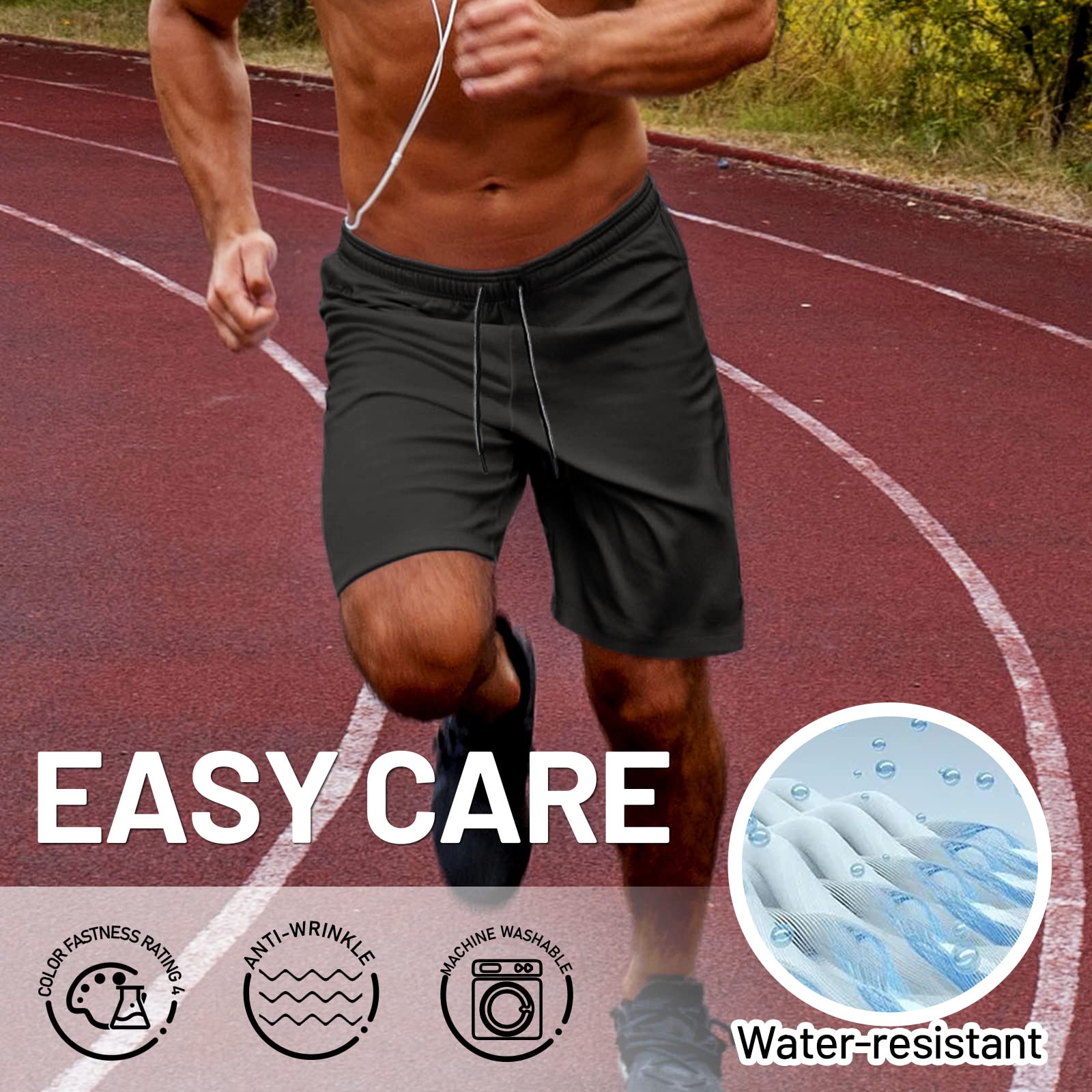 MIER Men's 7 Inch Active Running Shorts with Zipper Pockets Men's Shorts
