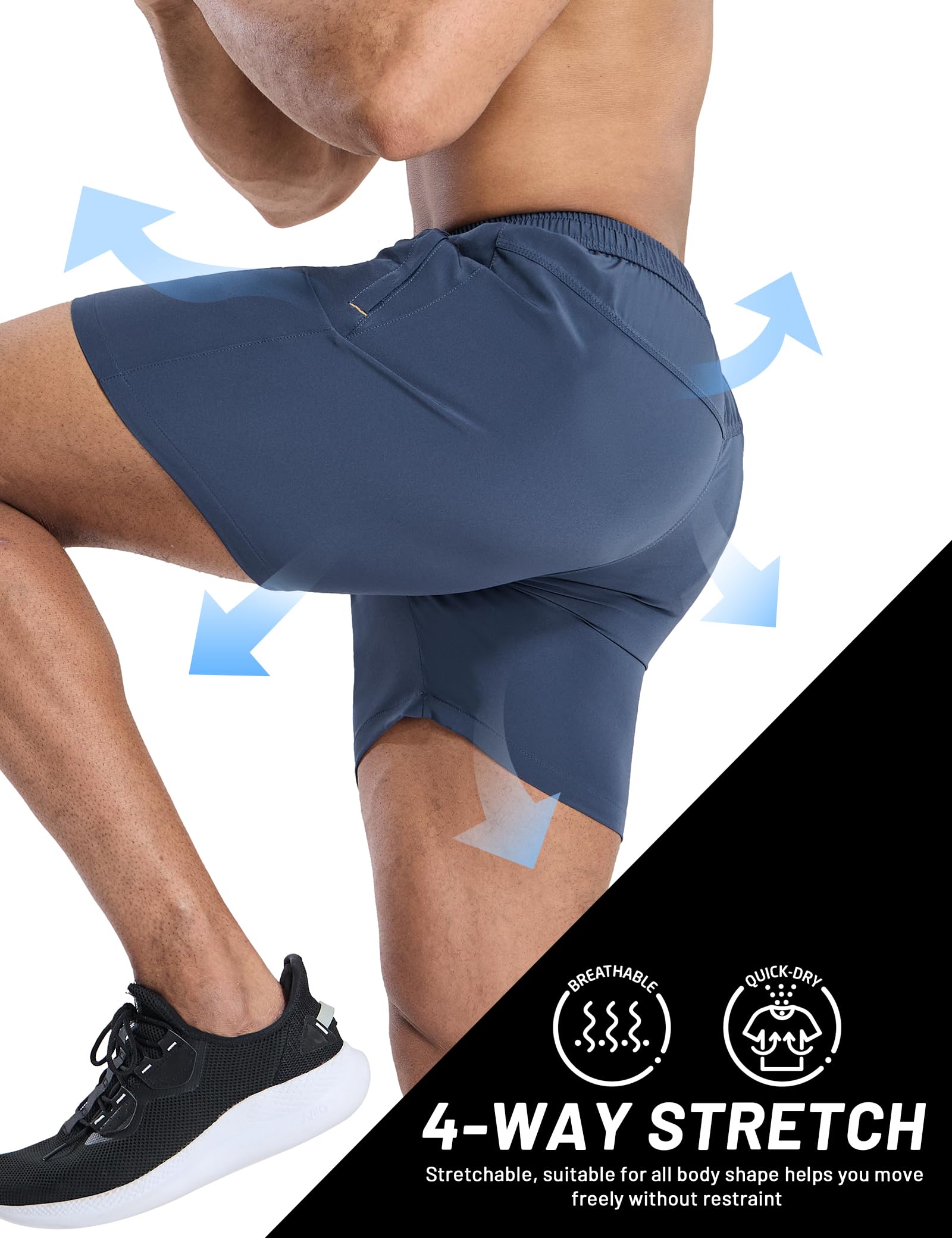 MIER Men's 5 Inch Dry Fit Running Shorts with Zipper Pockets Men's Shorts