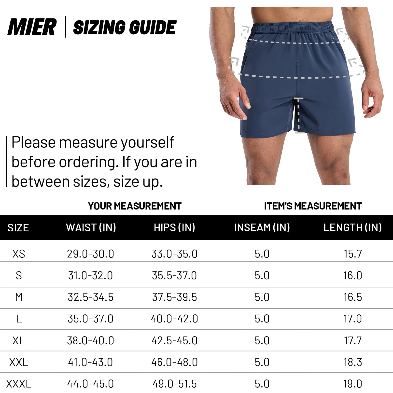 MIER Men's 5 Inch Dry Fit Running Shorts with Zipper Pockets Men's Shorts