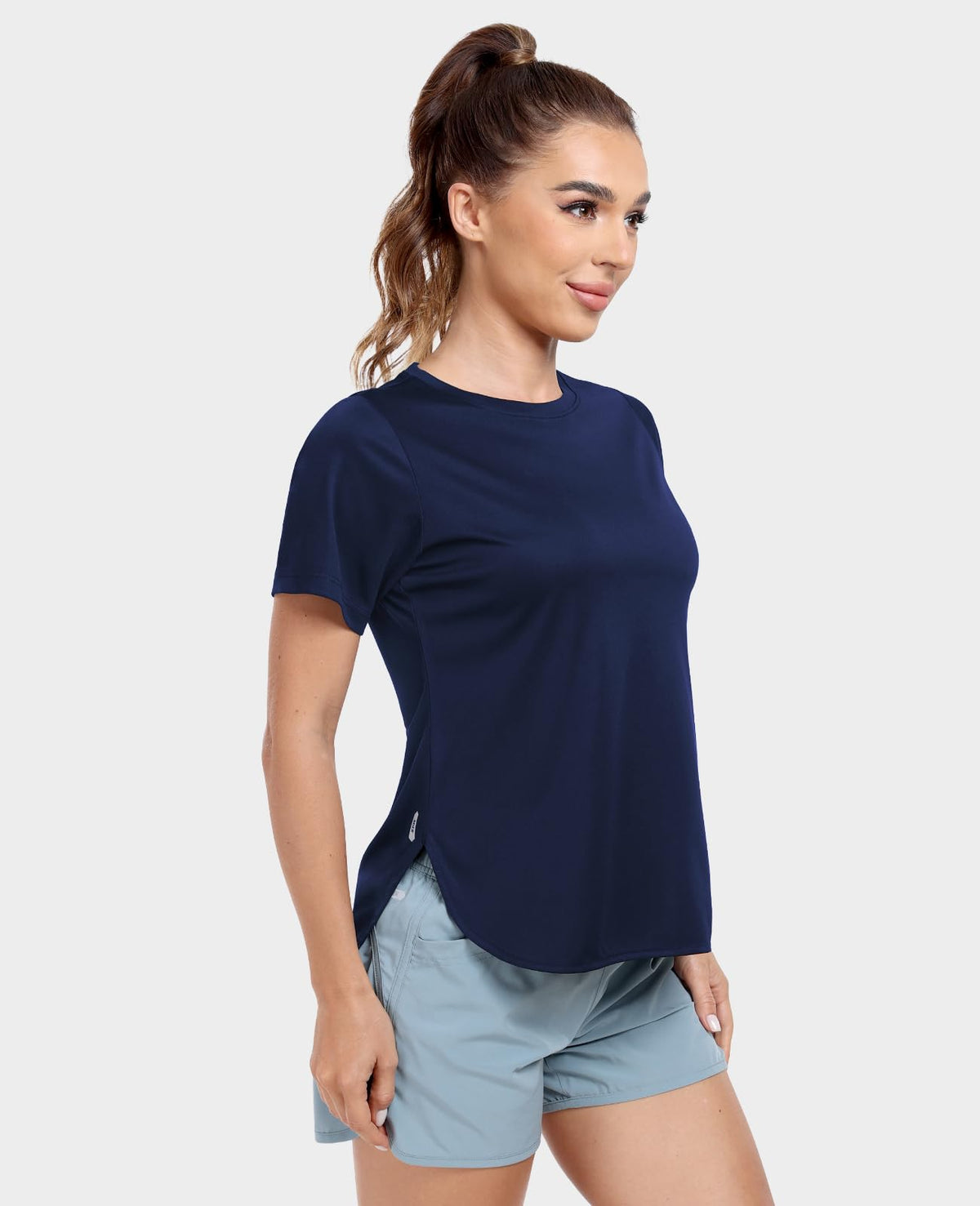 MIER Women's Moisture Wicking Running T-Shirt Lightweight and Durable Women Active Shirt Navy / XS