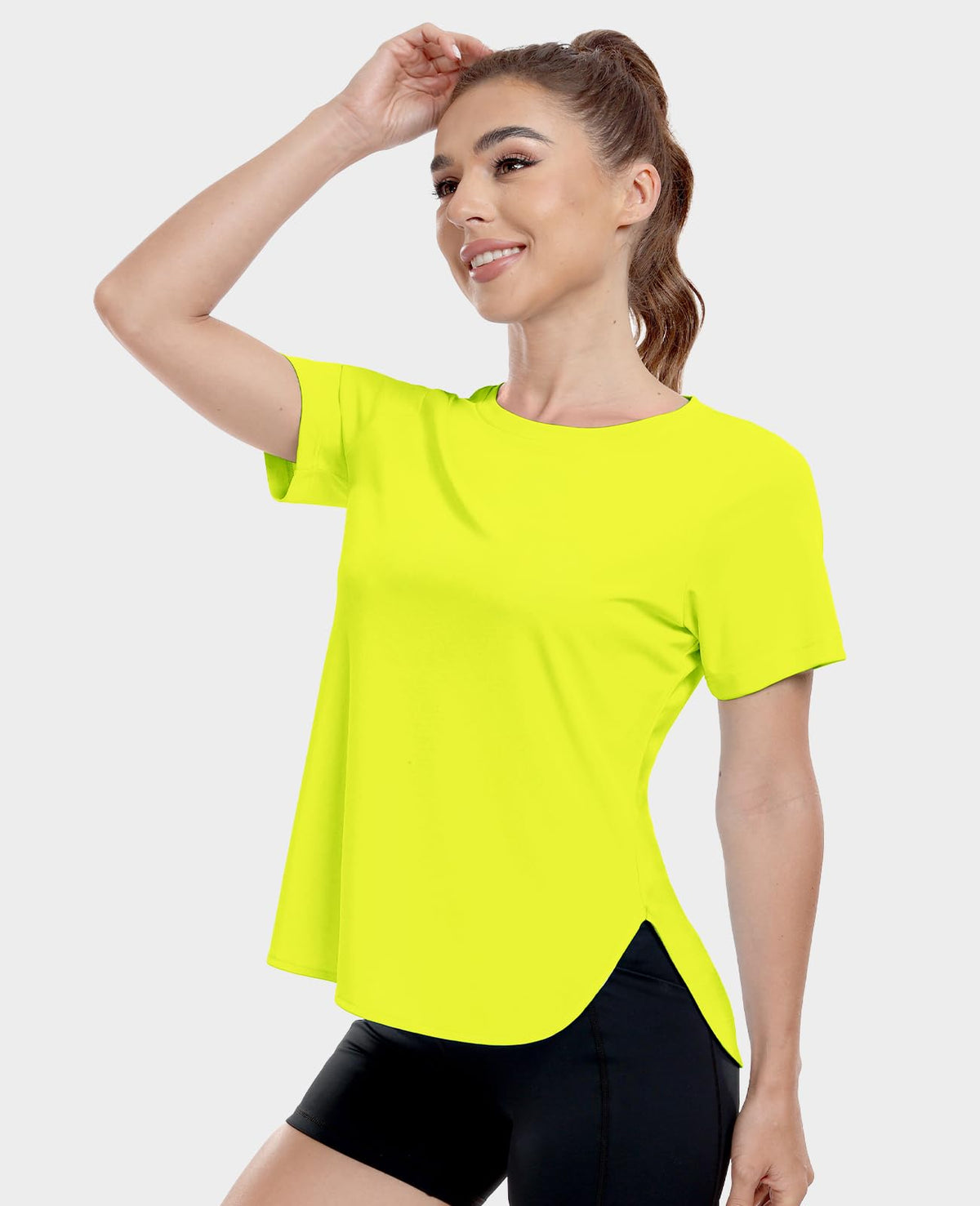 MIER Women's Moisture Wicking Running T-Shirt Lightweight and Durable Women Active Shirt Neon Yellow / XS