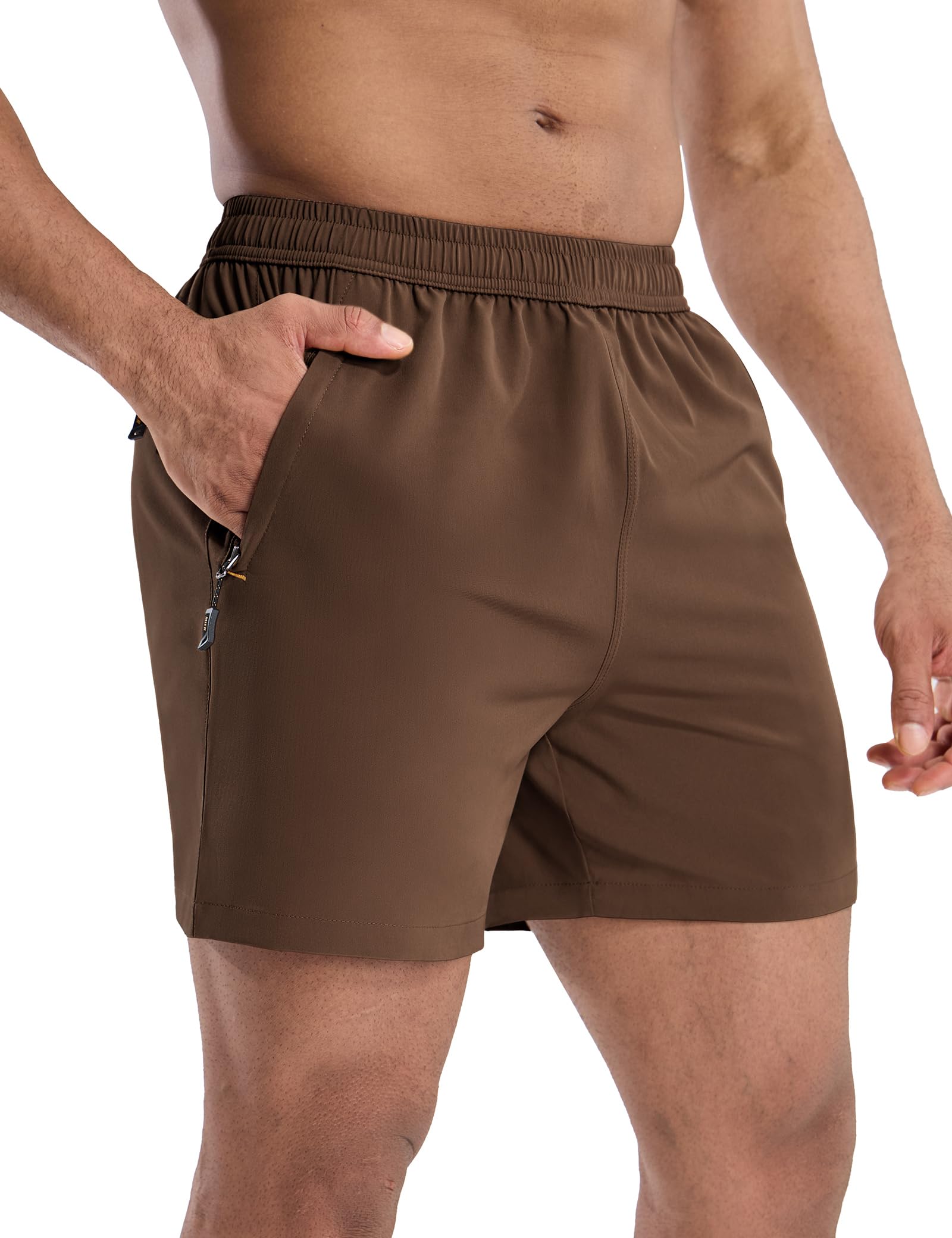 MIER Men's 5 Inch Dry Fit Running Shorts with Zipper Pockets Men's Shorts