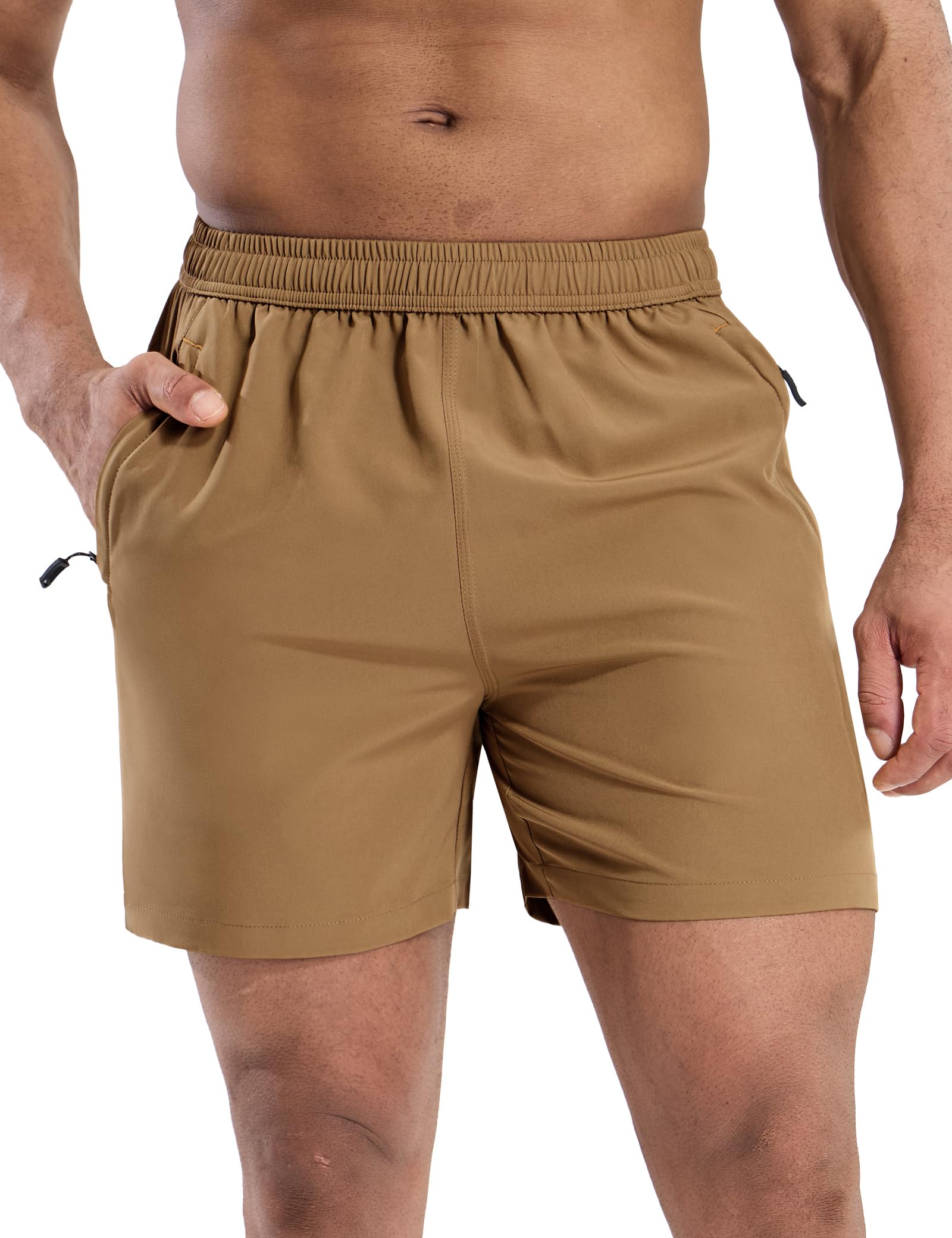 MIER Men's 5 Inch Dry Fit Running Shorts with Zipper Pockets Men's Shorts