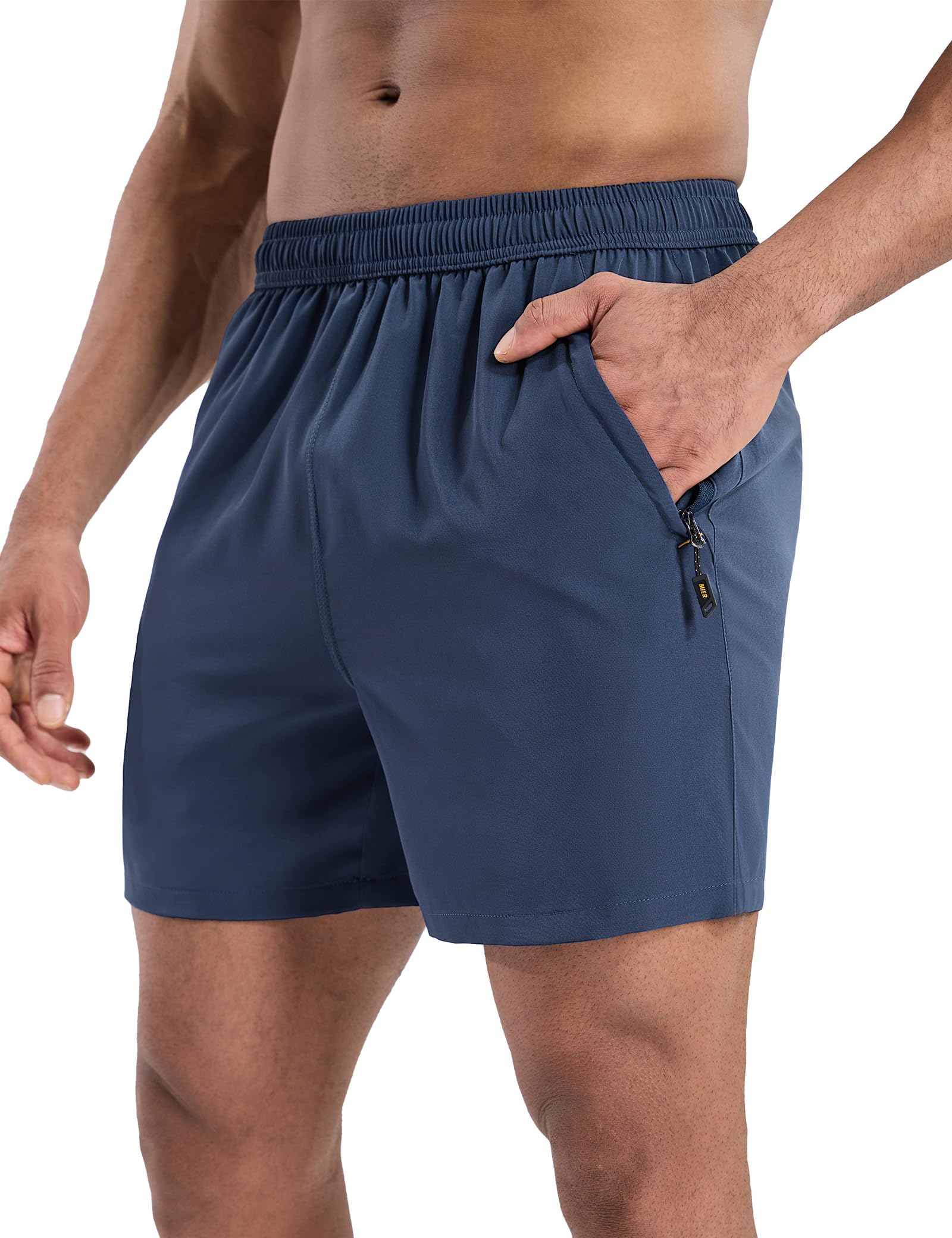 MIER Men's 5 Inch Dry Fit Running Shorts with Zipper Pockets Men's Shorts