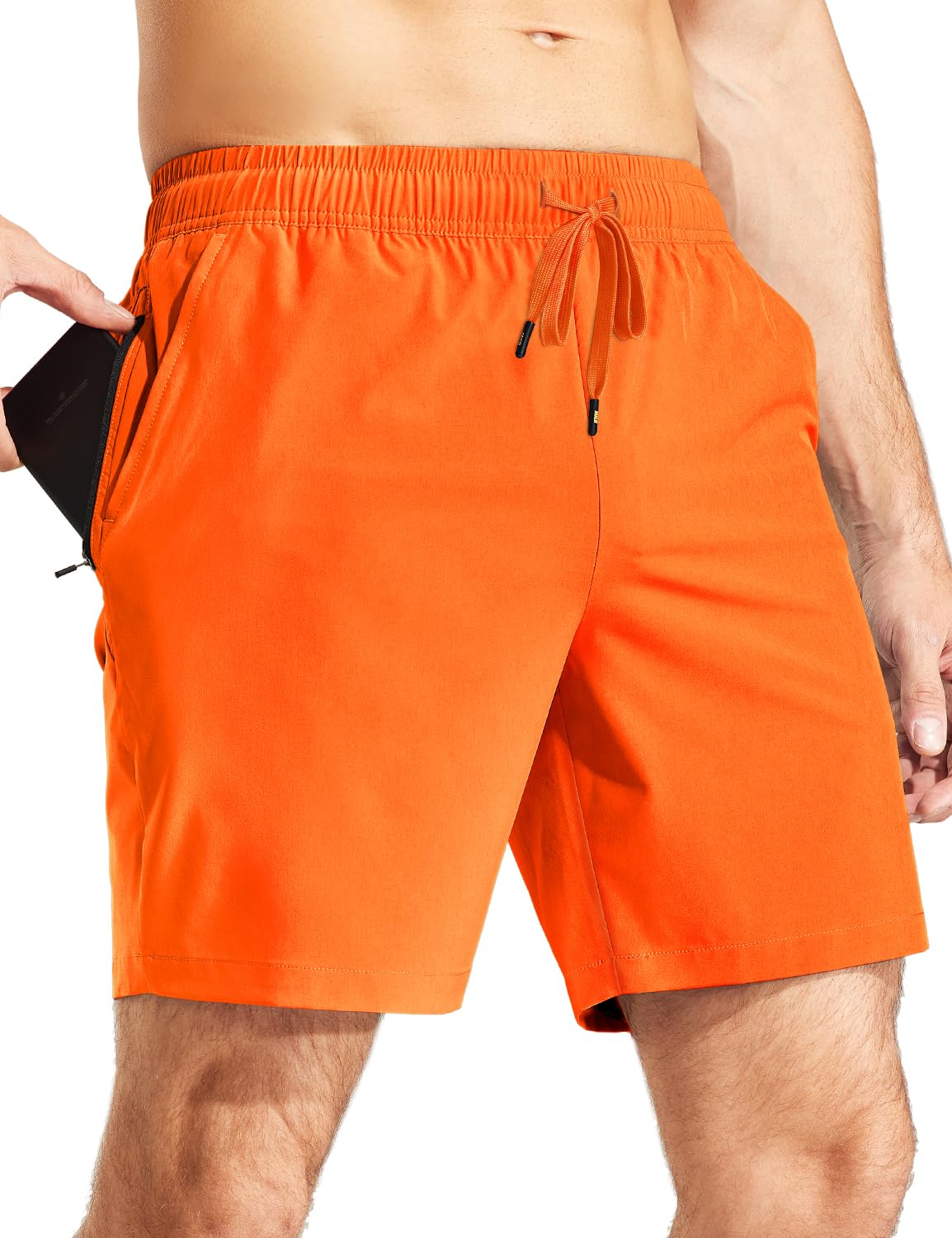 Pantalones cortos para correr de secado rápido para hombre con bolsillos con cremallera de 7 pulgadas