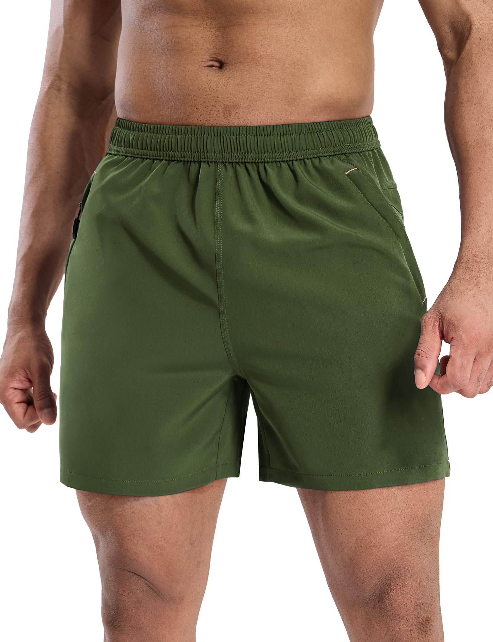 MIER Men's 5 Inch Dry Fit Running Shorts with Zipper Pockets Men's Shorts