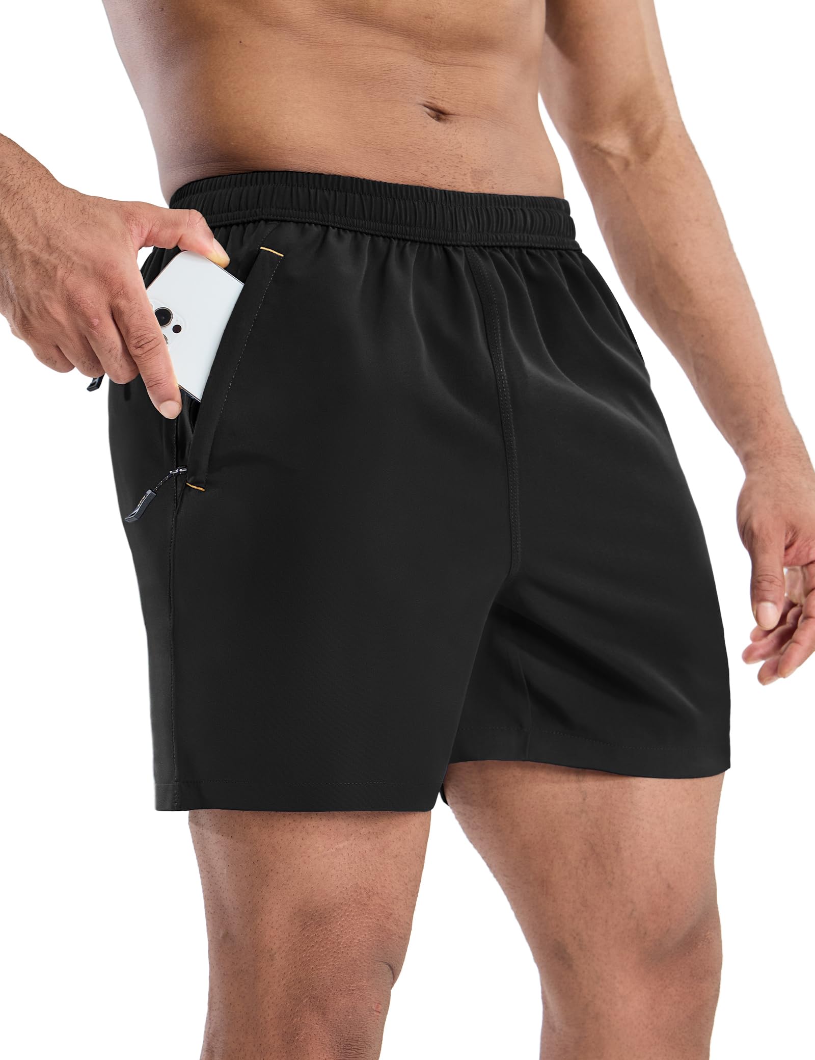 MIER Men's 5 Inch Dry Fit Running Shorts with Zipper Pockets Men's Shorts