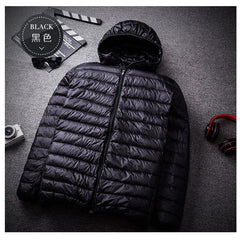 Autumn Winter Men's Ultralight Thin Down Jacket 90% White Duck Down Hooded Jackets Warm Coat Parka Men Portable Outwear 0 MIER