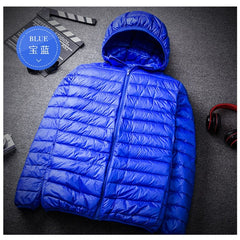Autumn Winter Men's Ultralight Thin Down Jacket 90% White Duck Down Hooded Jackets Warm Coat Parka Men Portable Outwear 0 MIER