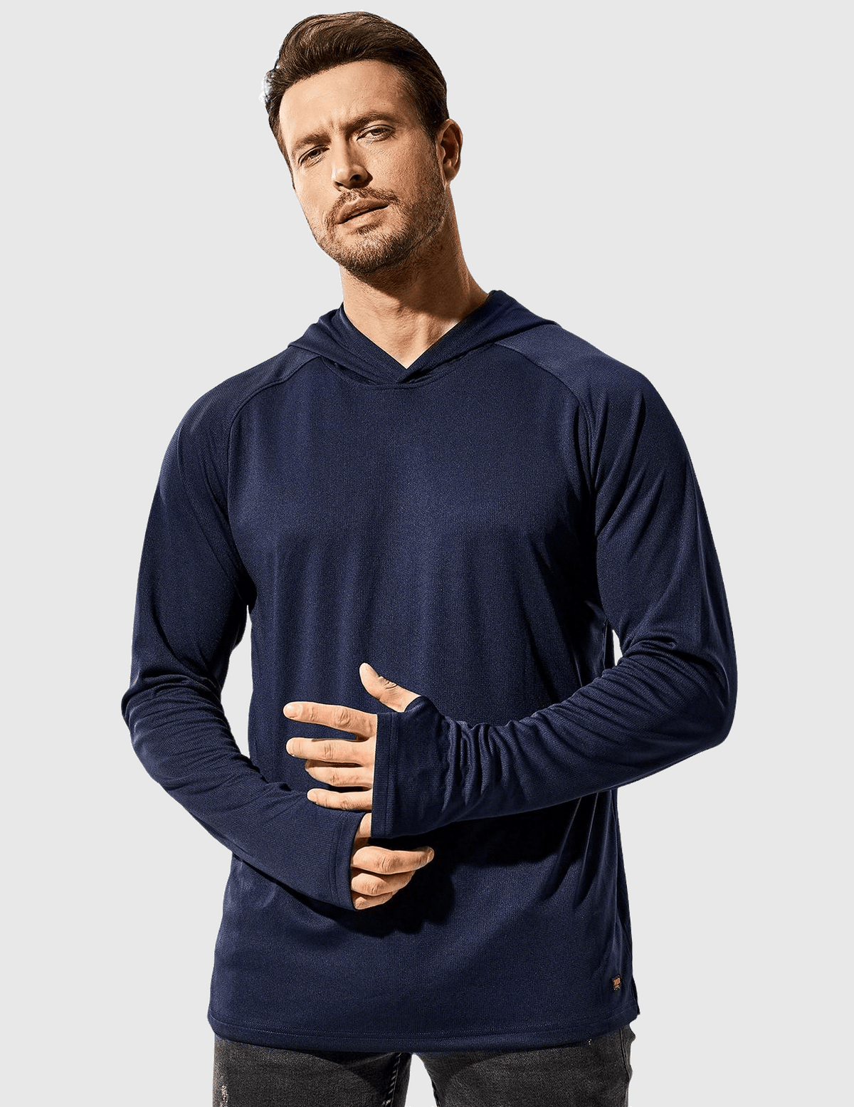 MIER Men's Performance Long Sleeve Hooded Sun Shirt Men's T-Shirts Navy / S