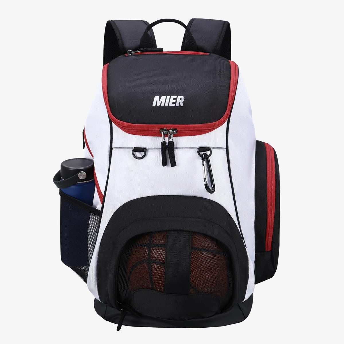 MIER Basketball Backpack Large Sports Bag with Laptop Compartment Backpack Bag White Black