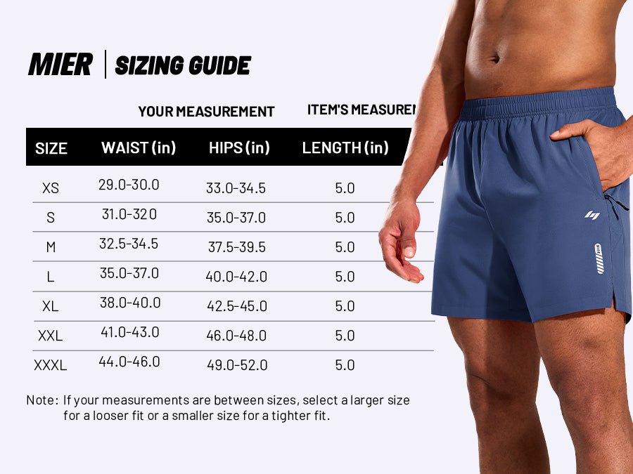 MIER Men’s 5” Running Shorts Quick Dry with Zipper Pockets, No Liner Men's Shorts