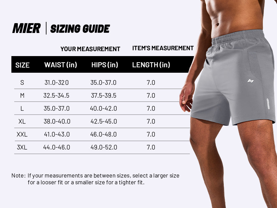 MIER Men’s 7” Athletic Shorts Quick Dry with 3 Zipper Pockets, No Liner Men's Shorts