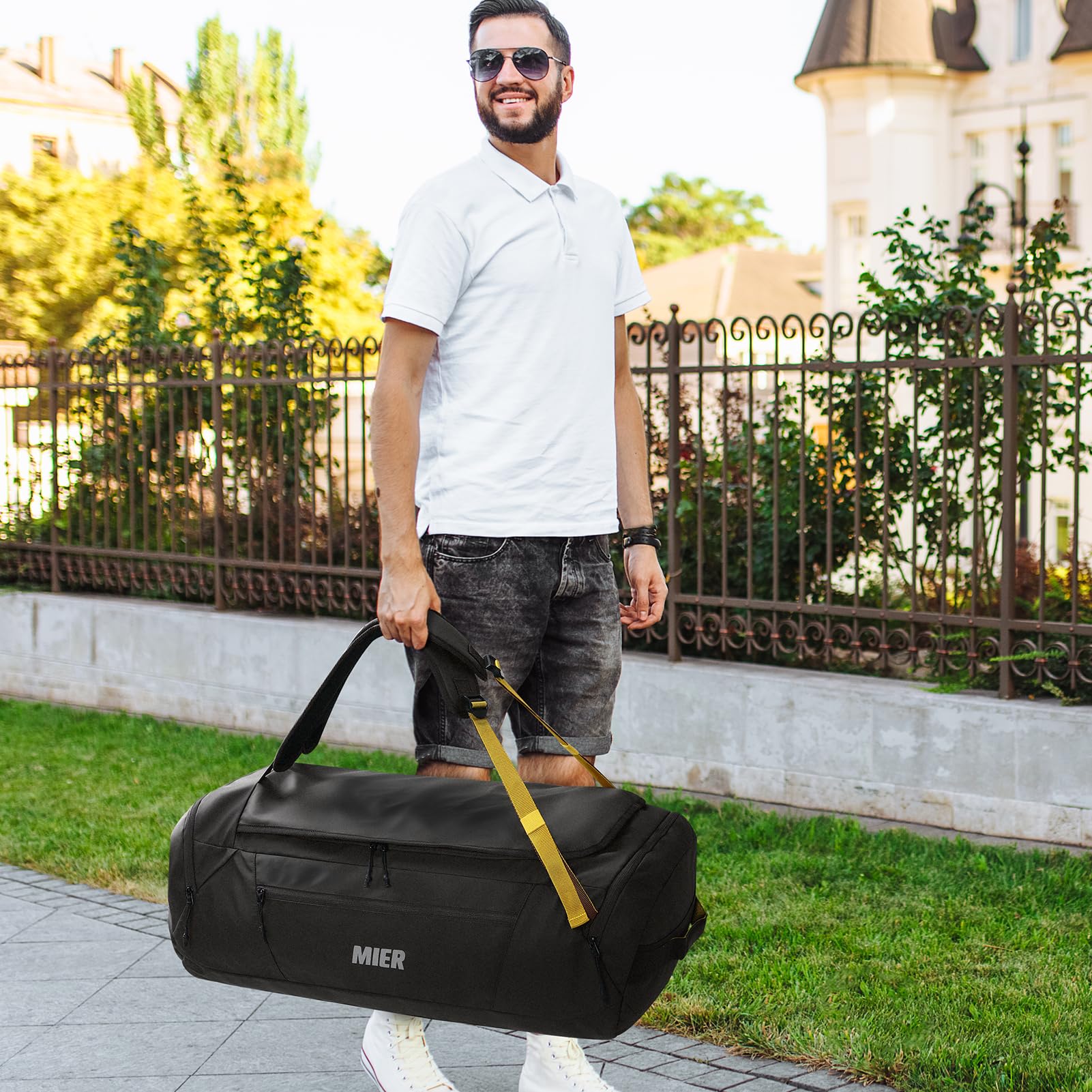 MIER Large Gym Duffle Bags for Men with Shoe Compartment