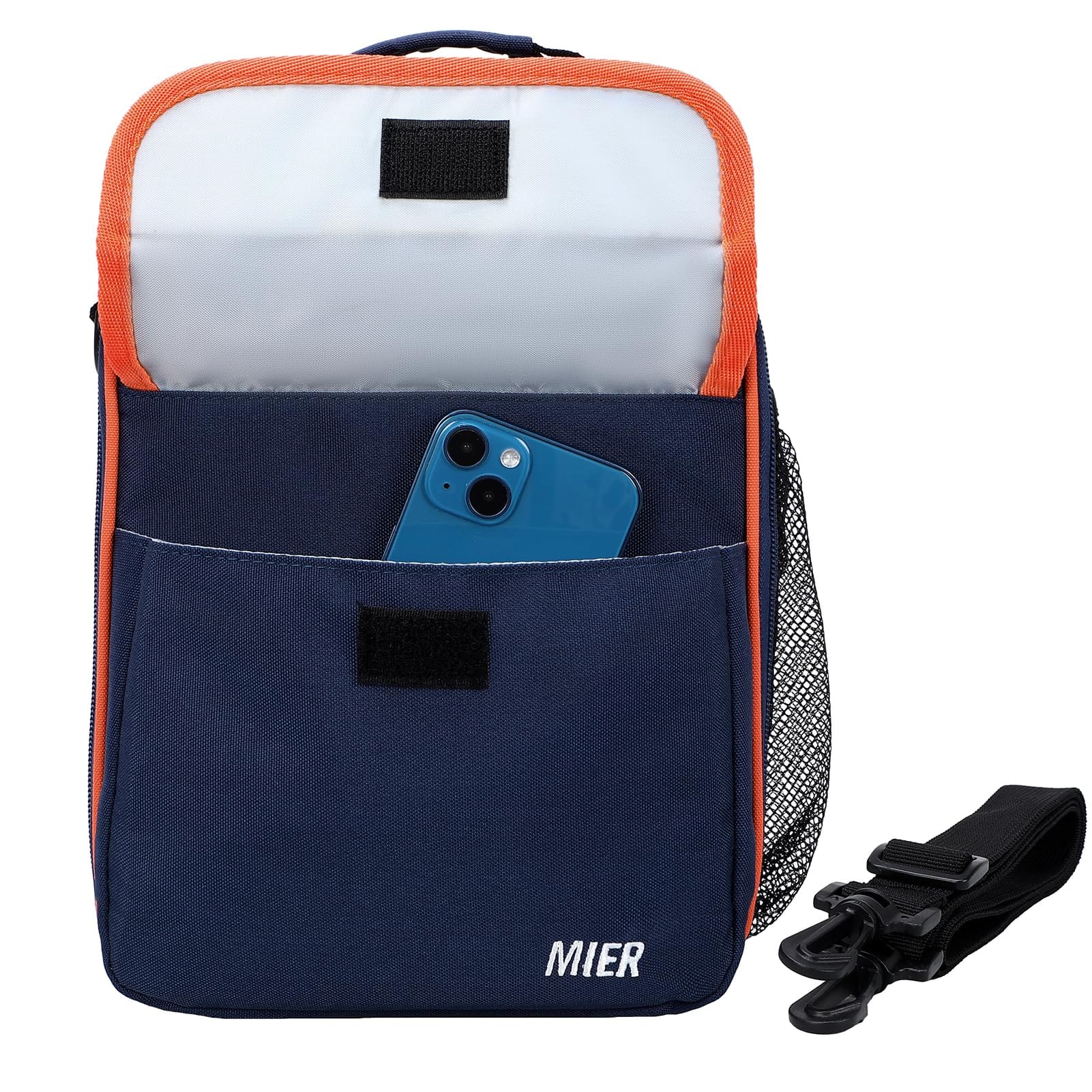 MIER Insulated Lunchbox Bag Totes for Kids, Navy Blue