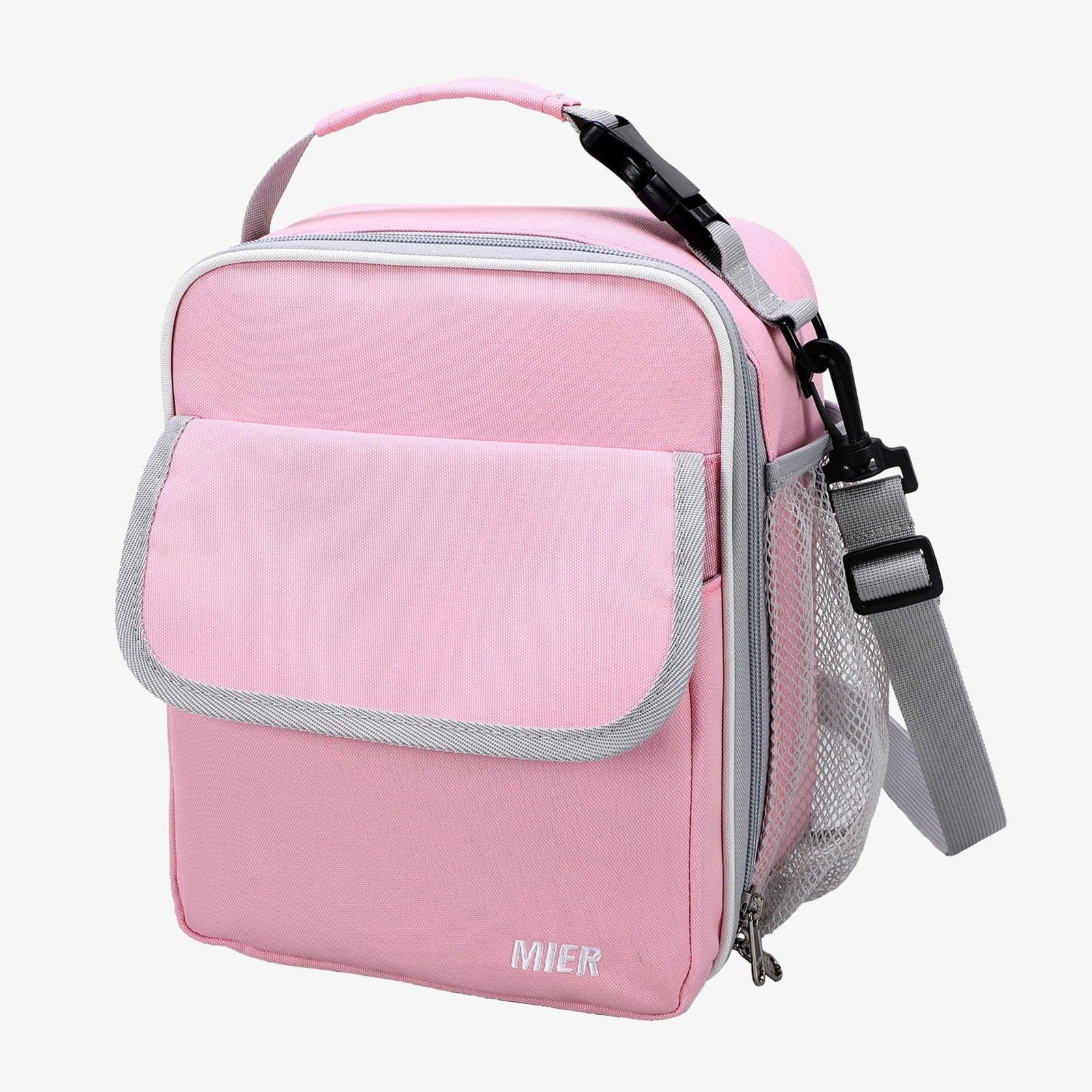 MIER Expandable Lunch Bag Insulated Lunch Box for Men Boys, Pink