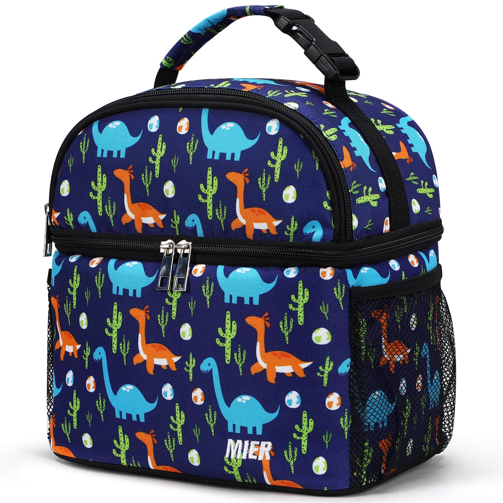 Kids Lunch Bag Insulated Toddlers Lunch Cooler Tote Kids Lunch Bag Blue Dinosaur MIER