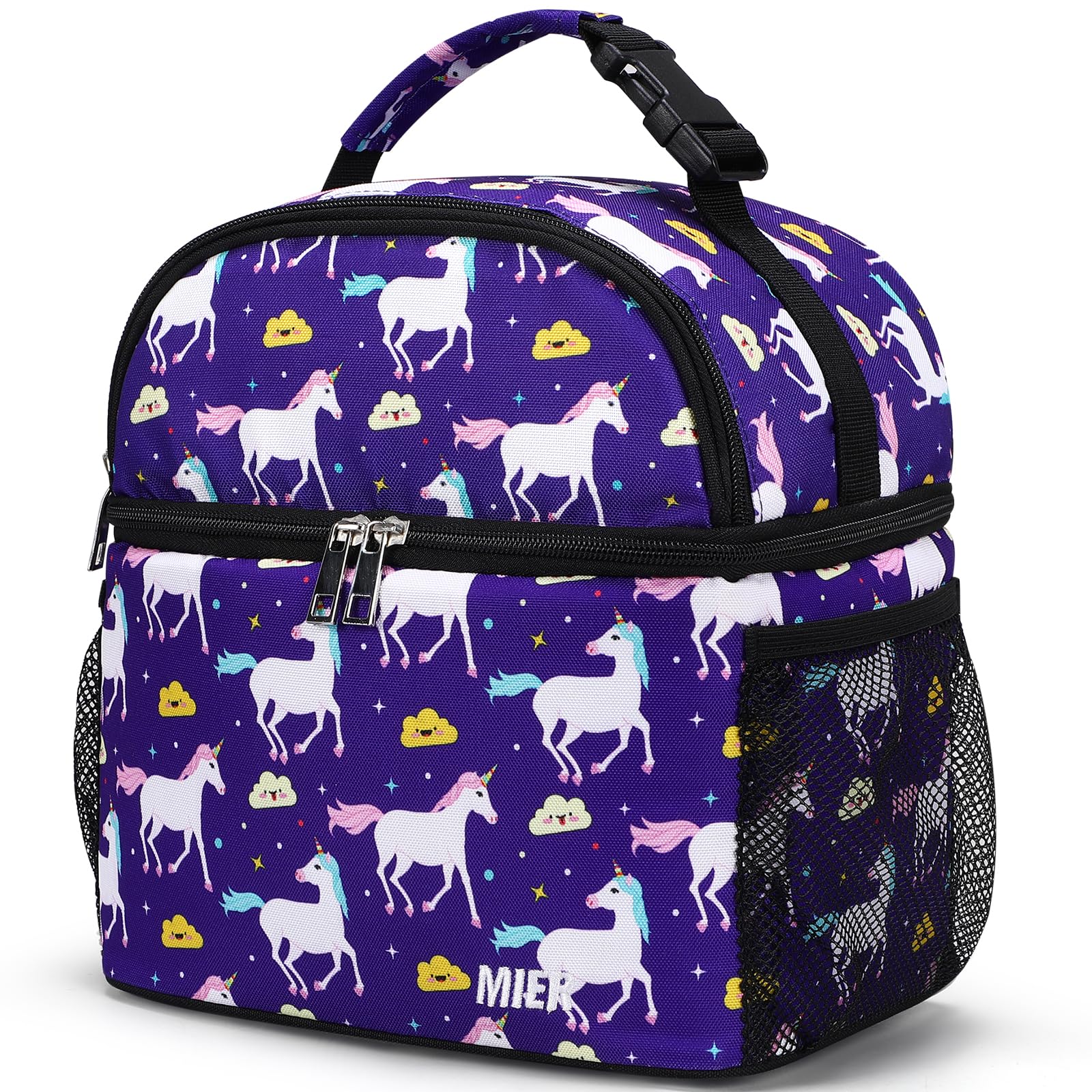Kids Lunch Bag Insulated Toddlers Lunch Cooler Tote Kids Lunch Bag Purple Unicorn MIER