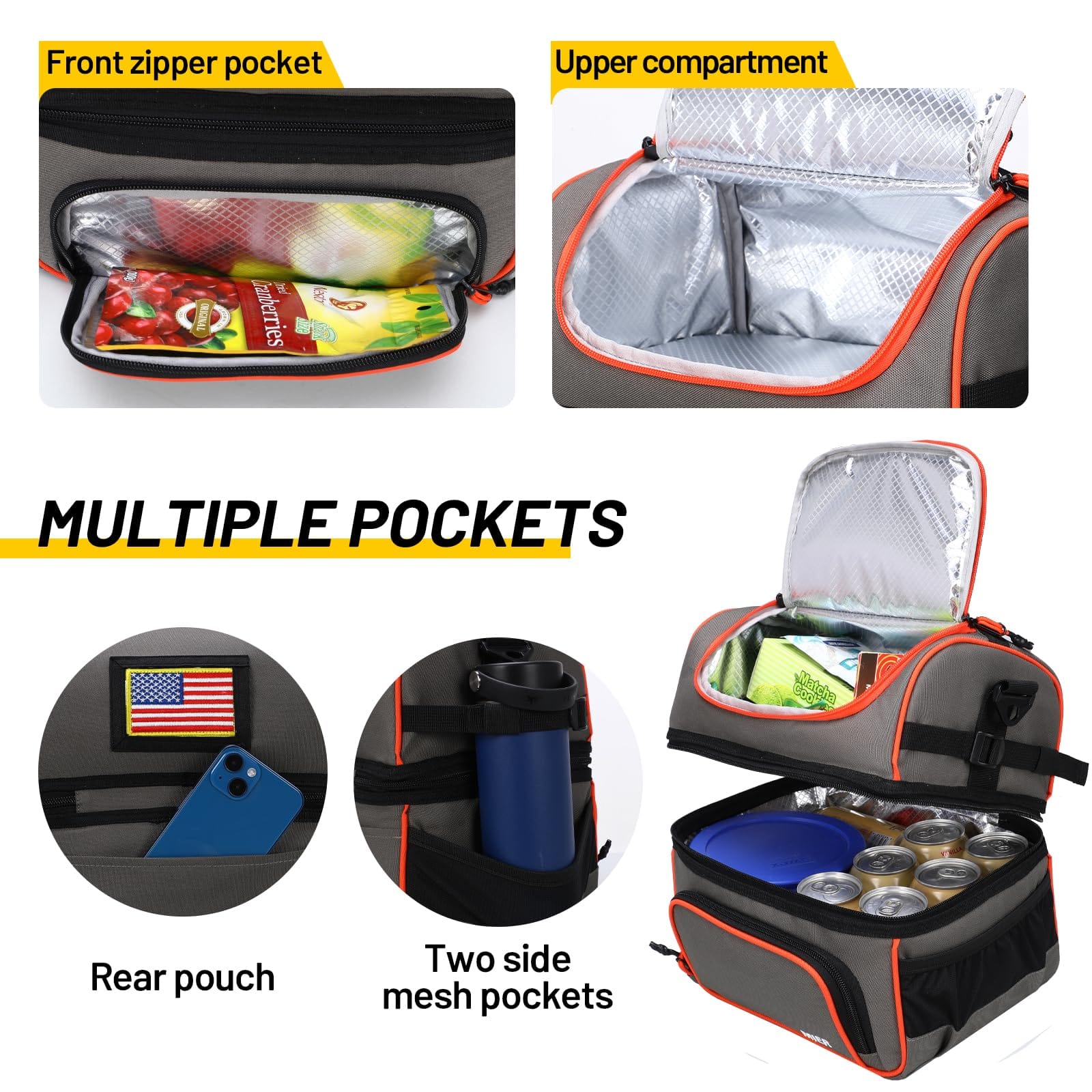 Large Capacity Double Layer Thermal Lunch Bag Picnic Food Insulated Storage  Container Bento Milk Preservation Cooler Tote Bag