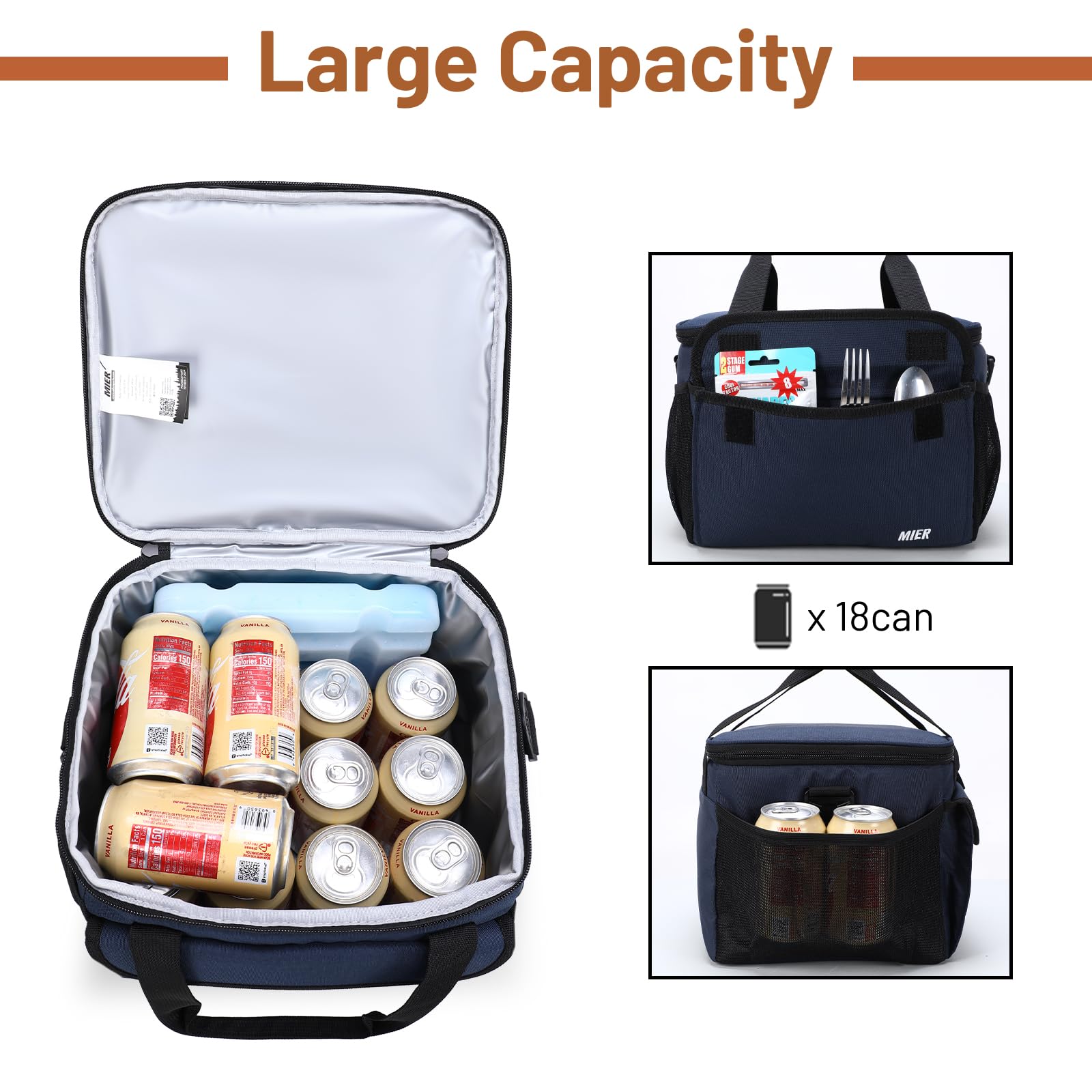 Insulated Lunch Bag Box for Women Men Thermos Cooler Hot Cold Adult Tote  Food