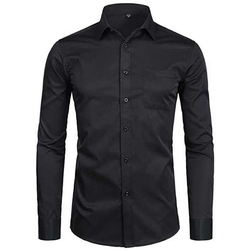 Men&#39;s Sky Blue Slim Fit Dress Shirts Slim Fit Long Sleeve Brand Shirt Men Cotton Top Quality Business Formal Shirt with Pocket 0 black / Asian XS Label 37 MIER