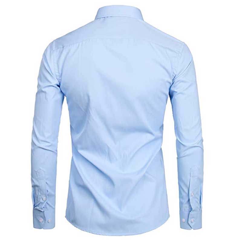 Men&#39;s Sky Blue Slim Fit Dress Shirts Slim Fit Long Sleeve Brand Shirt Men Cotton Top Quality Business Formal Shirt with Pocket 0 MIER