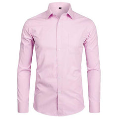 Men&#39;s Sky Blue Slim Fit Dress Shirts Slim Fit Long Sleeve Brand Shirt Men Cotton Top Quality Business Formal Shirt with Pocket 0 pink / Asian XS Label 37 MIER