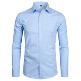 Men&#39;s Sky Blue Slim Fit Dress Shirts Slim Fit Long Sleeve Brand Shirt Men Cotton Top Quality Business Formal Shirt with Pocket 0 sky blue / Asian XS Label 37 MIER