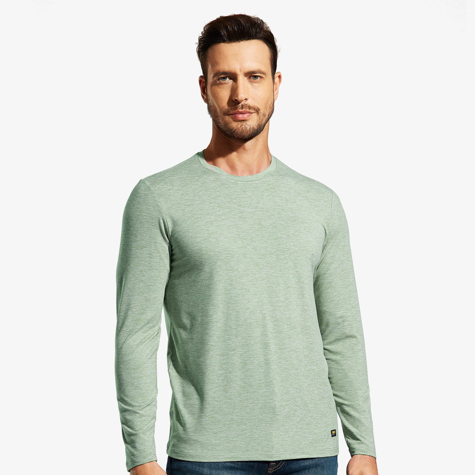 MIER Men’s Buttery Soft Long Sleeve Athletic Crew Neck Tee Men's Shirt Sage Green / S