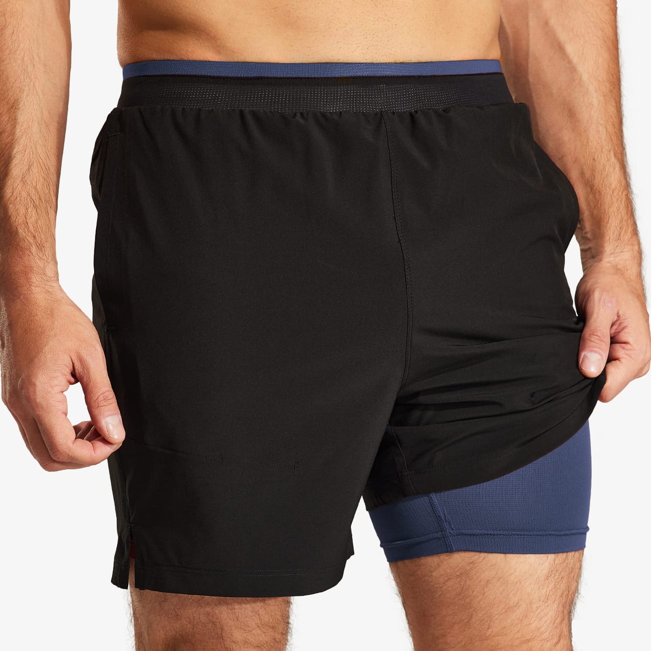 Men's 2 in 1 Running Shorts with Liner 5" Quick Dry Athletic Shorts Men's Shorts Black Blue / S MIER