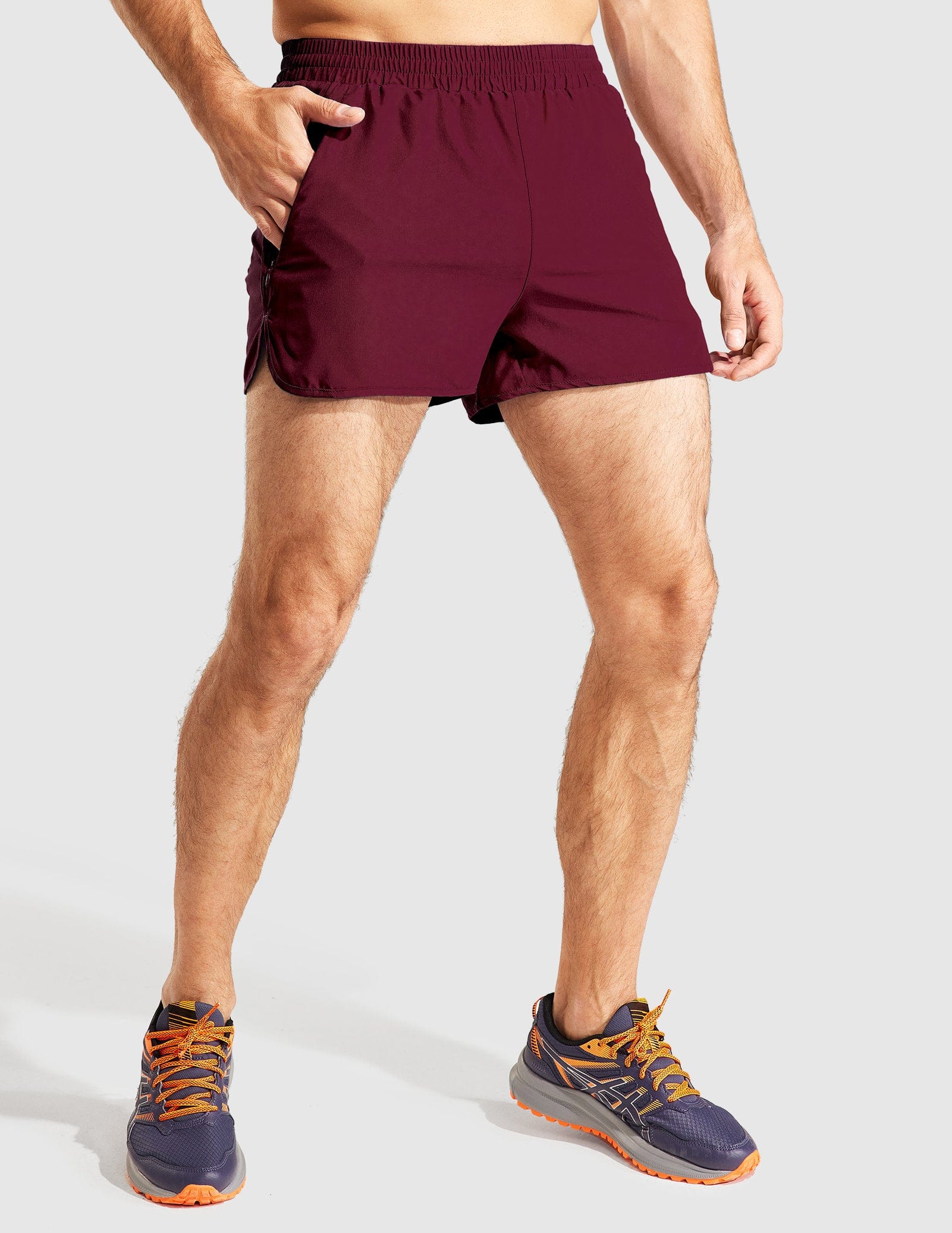 Men's 3 Inches Quick Dry Running Shorts with Liner Zip Pockets Men's Shorts MIER