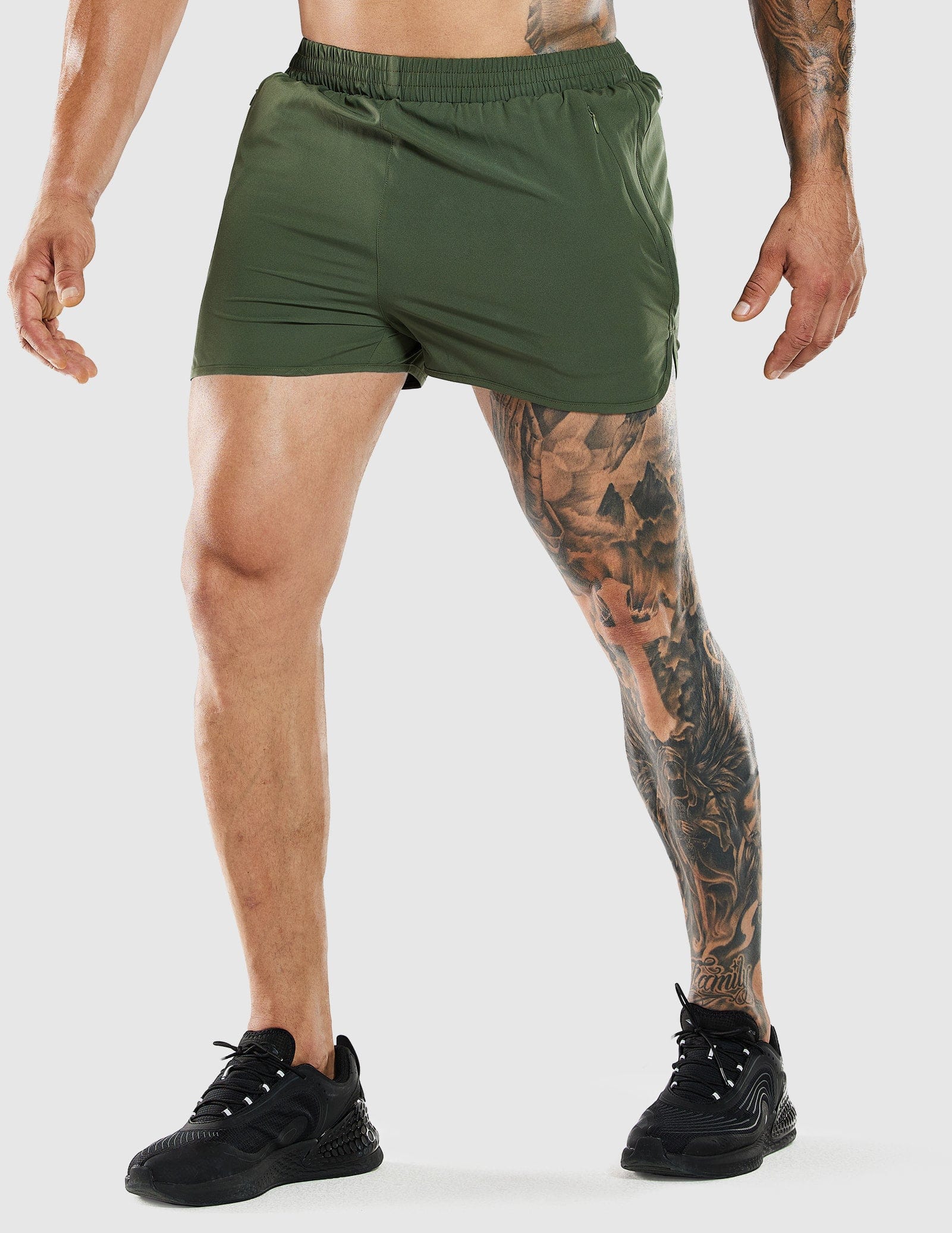 Men's 3 Inches Quick Dry Running Shorts with Liner Zip Pockets Men's Shorts MIER