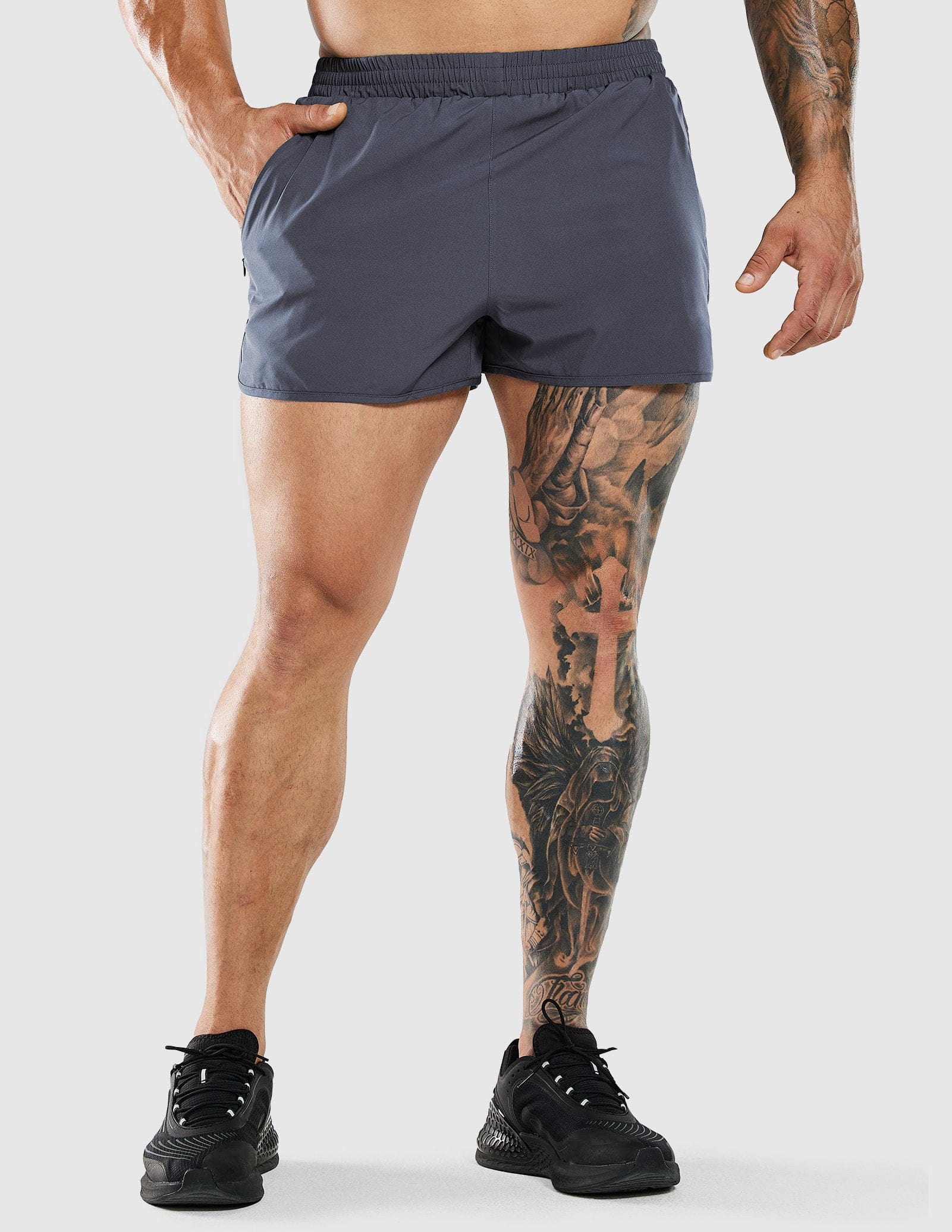 MIER Men‘s 3 Inch Marathon Running Shorts with Liner Men's Shorts Gray / S
