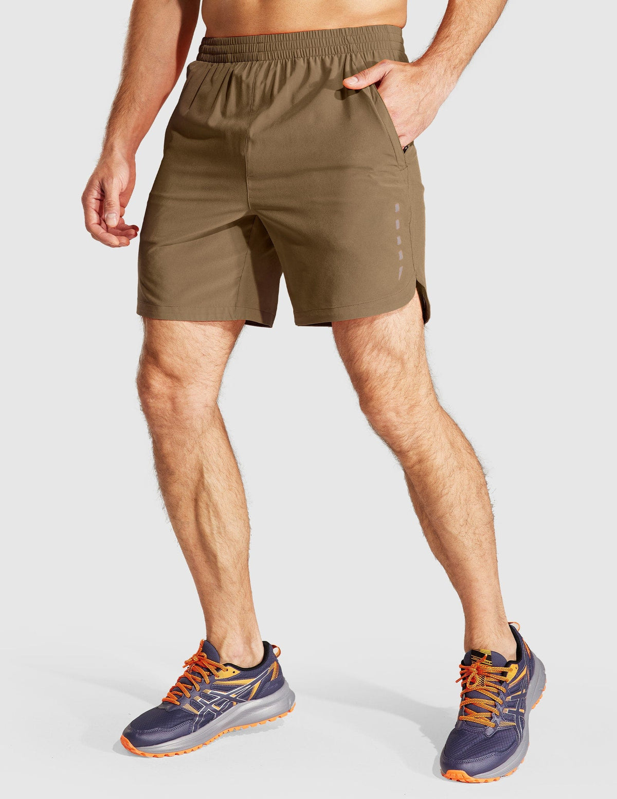 Men's 7 Inch Running Shorts Quick Dry with Zipper Pockets Men's Shorts Khaki / S MIER