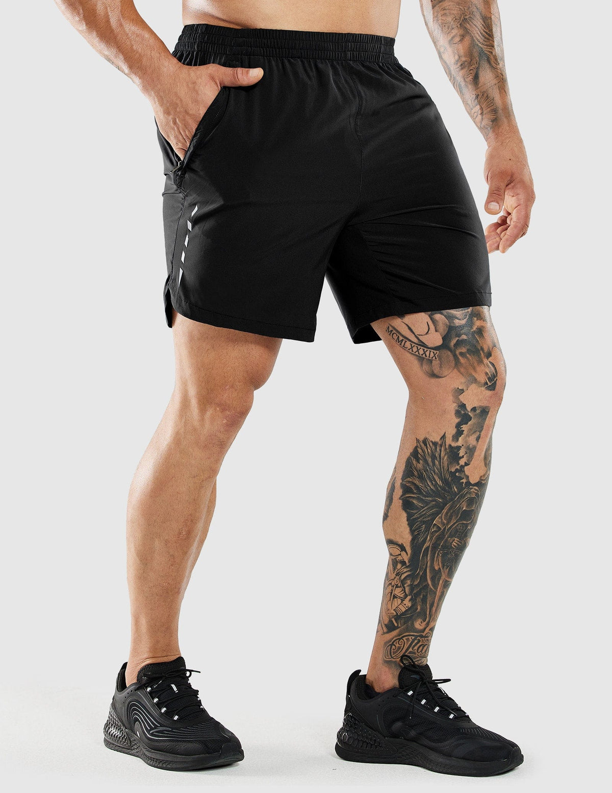 MIER Men's 7 Inch Quick Dry Running Shorts with Zipper Pockets Men's Shorts Black / XS