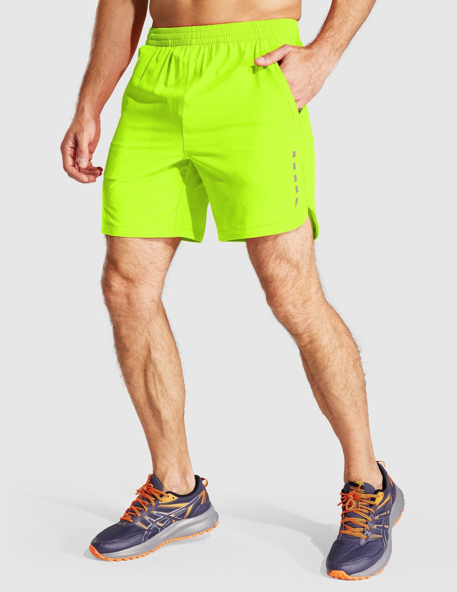 Men's 7 Inch Running Shorts Quick Dry with Zipper Pockets Men's Shorts Neon Green / S MIER