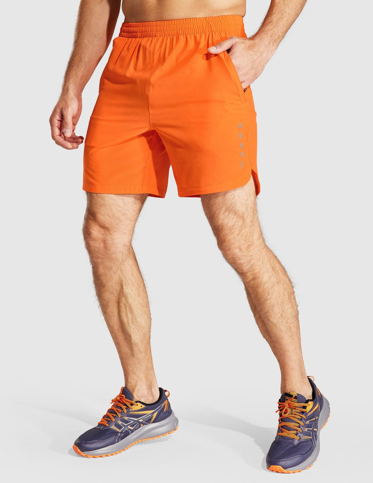 MIER Men's 7 Inch Quick Dry Running Shorts with Zipper Pockets Men's Shorts Orange / XS