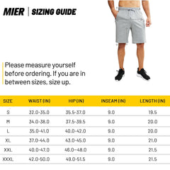 Men's 9-Inch Athletic Cotton Shorts with Pockets Men's Shorts MIER