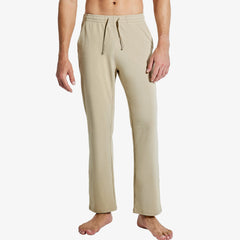 Men's Cotton Sweatpants with Pockets Lightweight Sports Knit Pants Men Train Pants Beige / S MIER