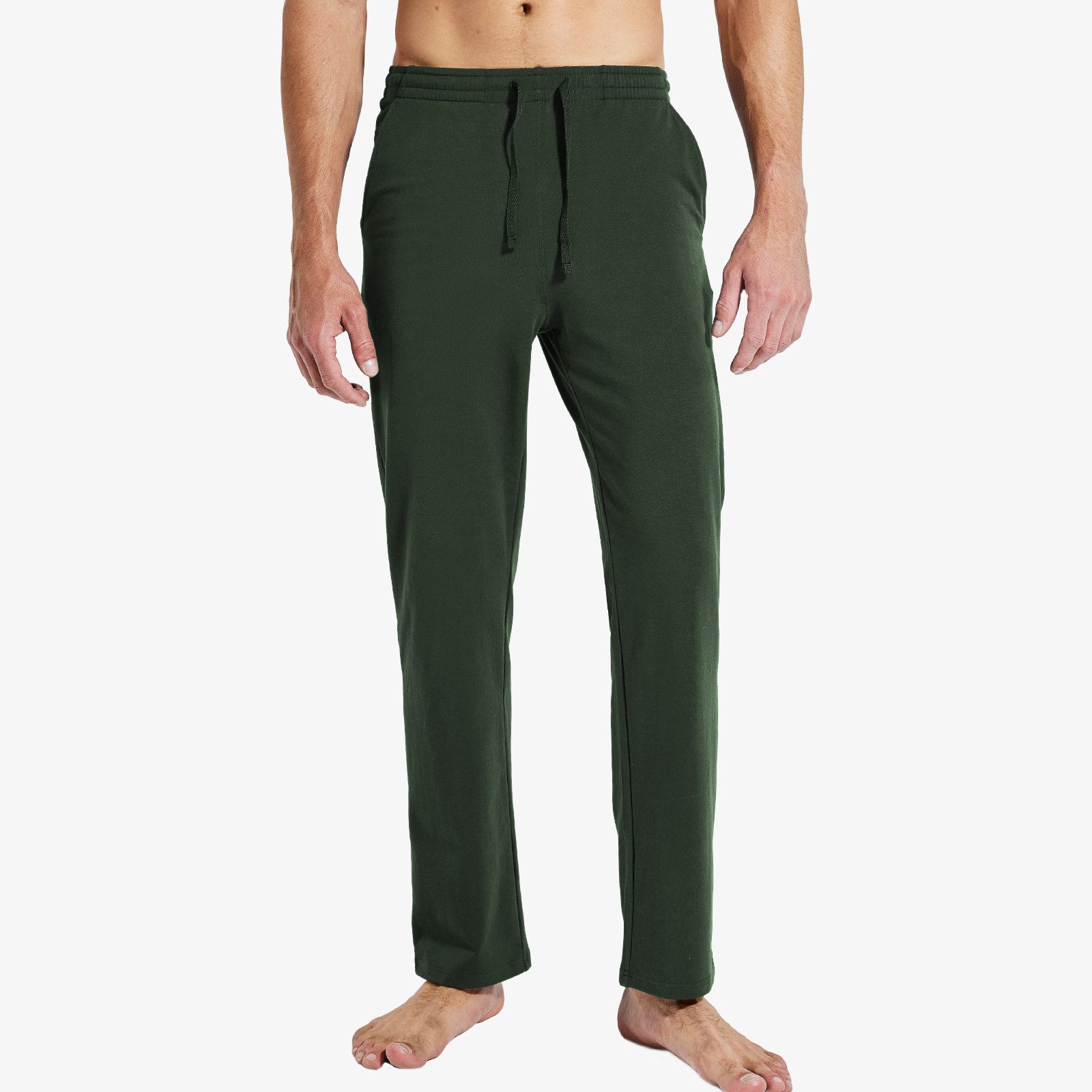 Men's Cotton Sweatpants with Pockets Lightweight Sports Knit Pants Men Train Pants Dark Green / S MIER
