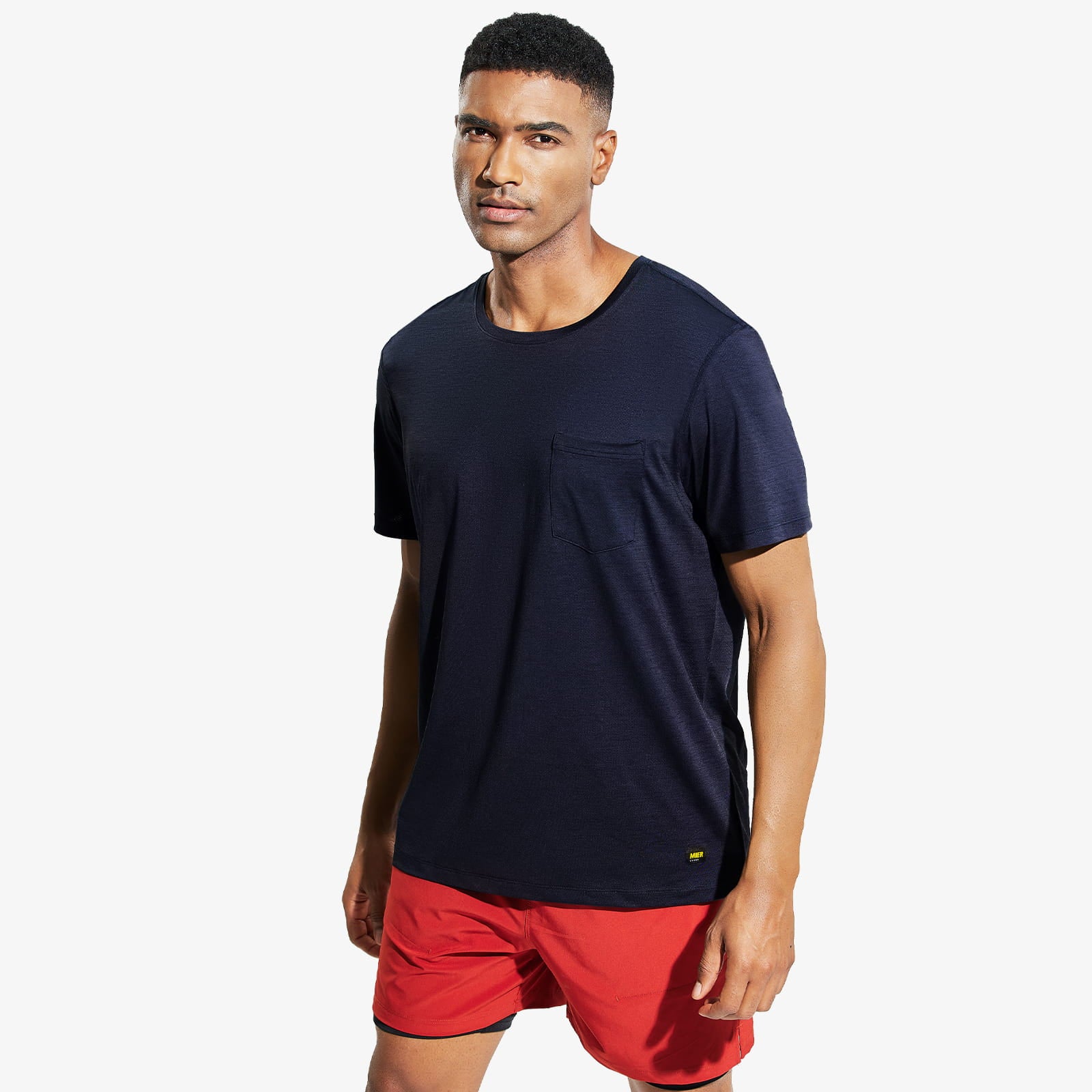 Men's Dry Fit Athletic T-Shirt with Pocket Men Shirts Dark Blue / S MIER