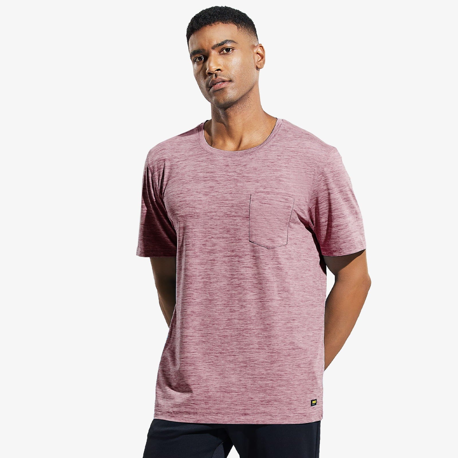 Men's Dry Fit Athletic T-Shirt with Pocket Men Shirts Heather Dusty Pink / S MIER