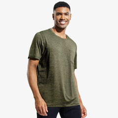 Men's Dry Fit Athletic T-Shirt with Pocket Men Shirts Heather Sage Green / S MIER