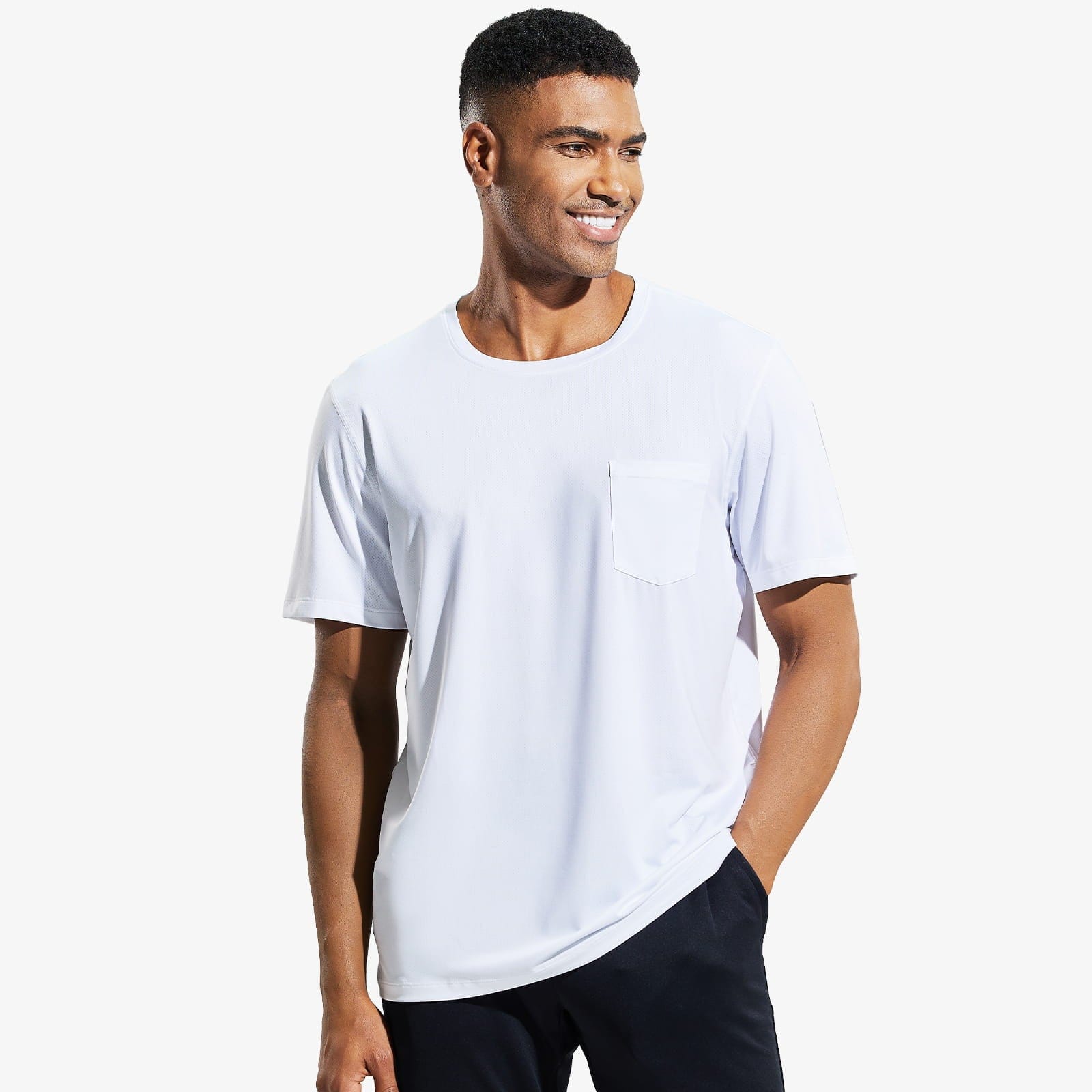 Men's Dry Fit Athletic T-Shirt with Pocket Men Shirts White / S MIER