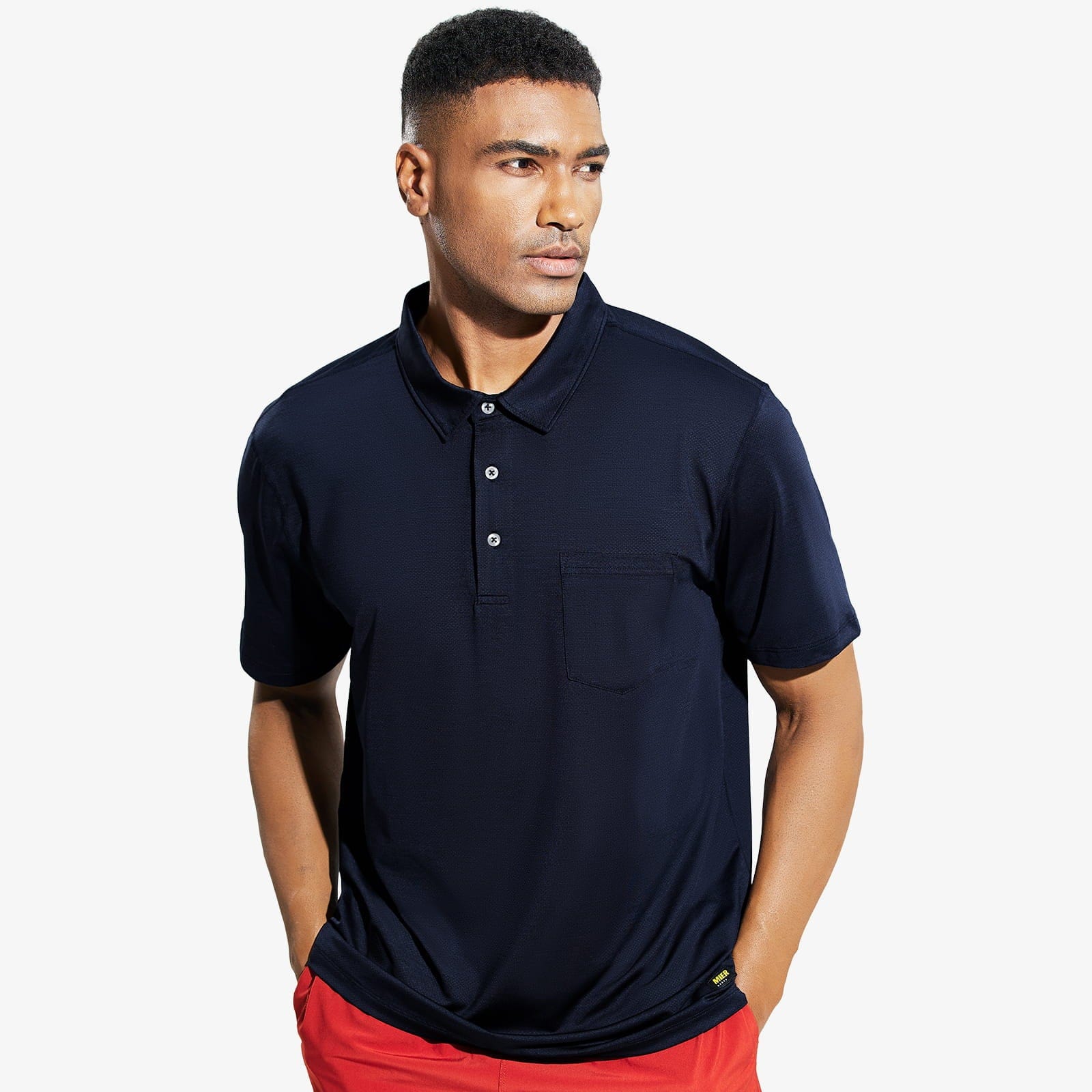 Men's Dry Fit Golf Polo Shirts Collared Shirt with Pocket Men Polo Dark Blue / S MIER